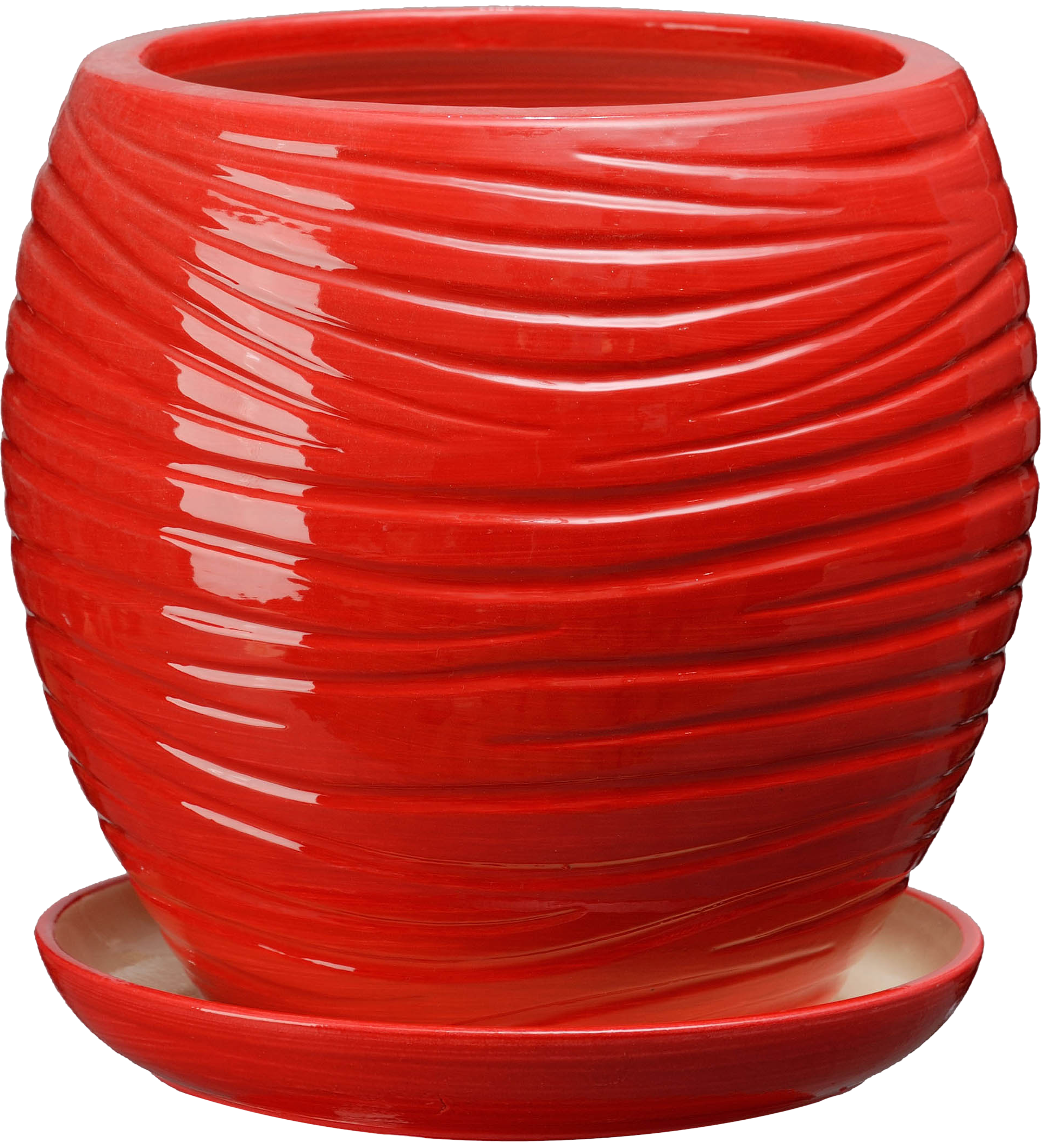 Doniczka ceramiczna z podstawką naomi 26 x 26 cm czerwony połysk symbol 1013