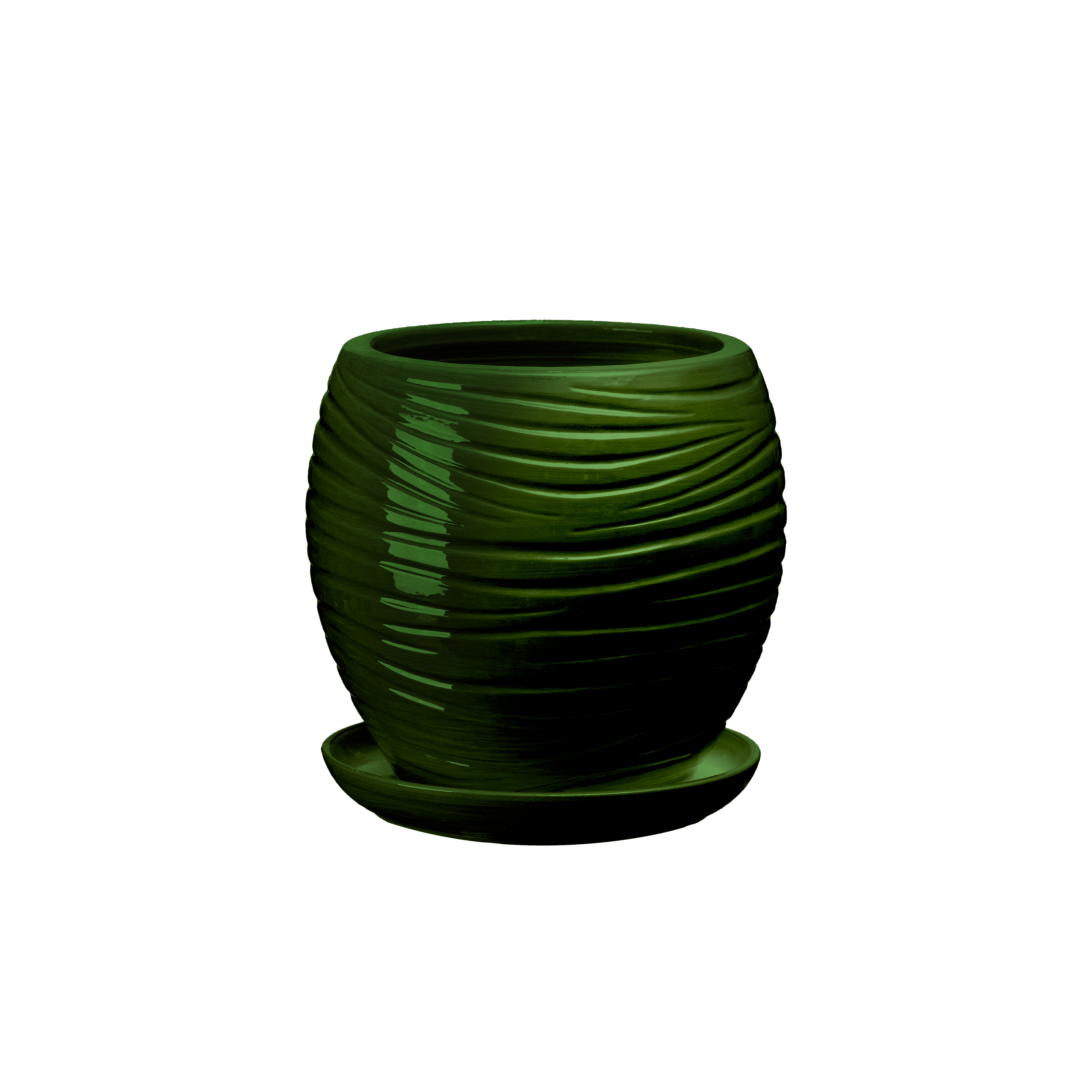 Doniczka ceramiczna z podstawką naomi 44 x 40 cm zielony połysk symbol 1014