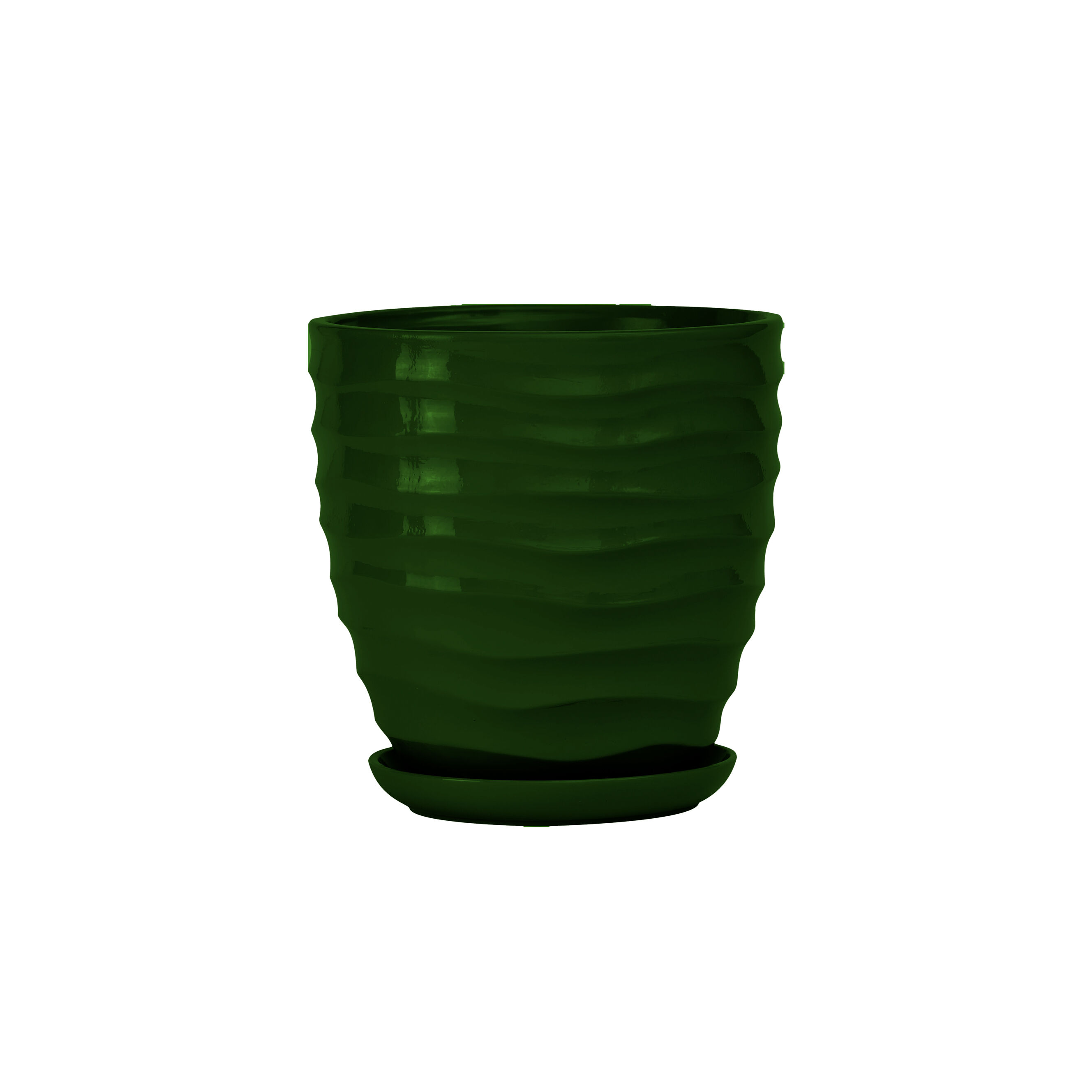 Doniczka ceramiczna z podstawką duna 18 x 17 cm zielony połysk symbol 3011