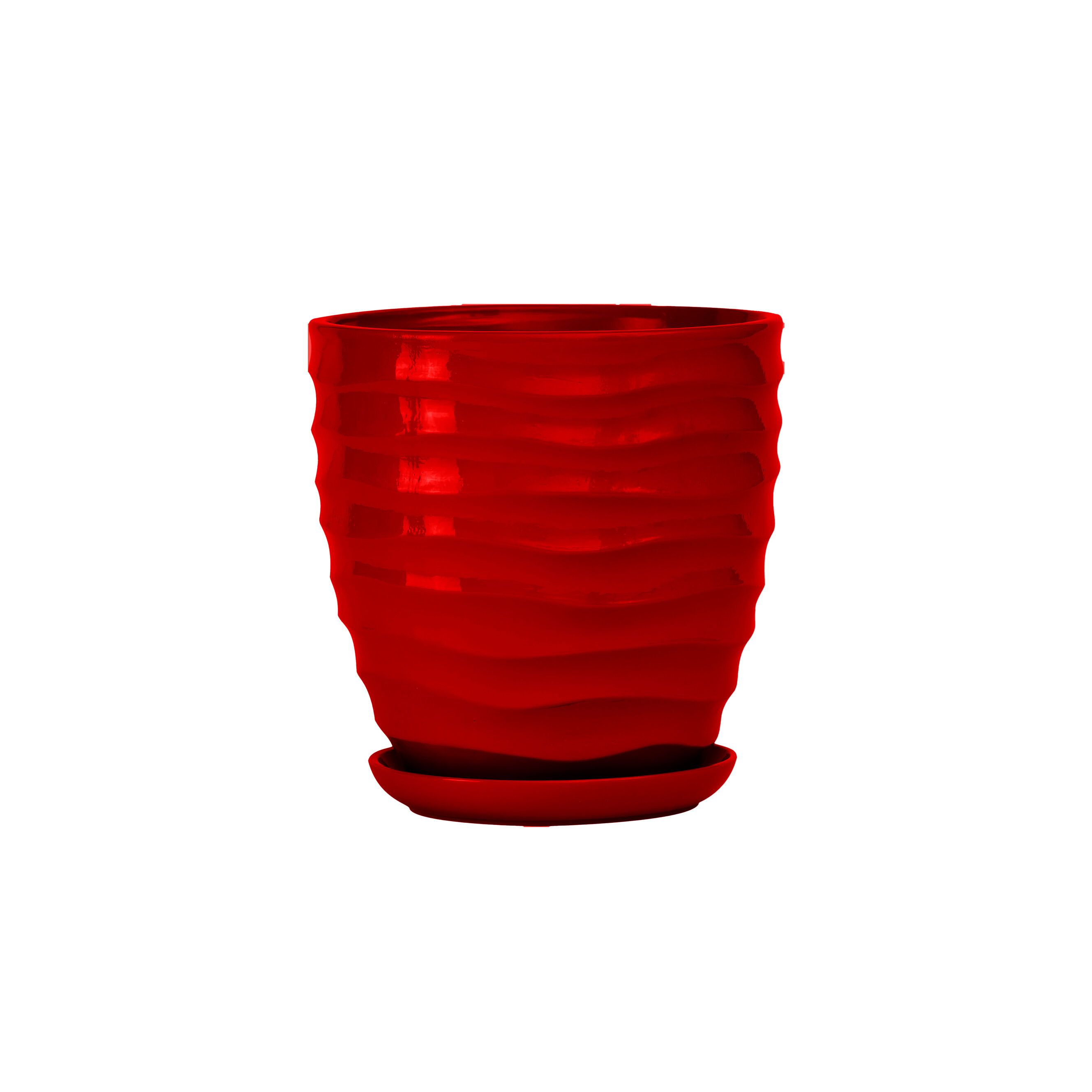 Doniczka ceramiczna z podstawką duna 18 x 17 cm czerwomy połysk symbol 3011