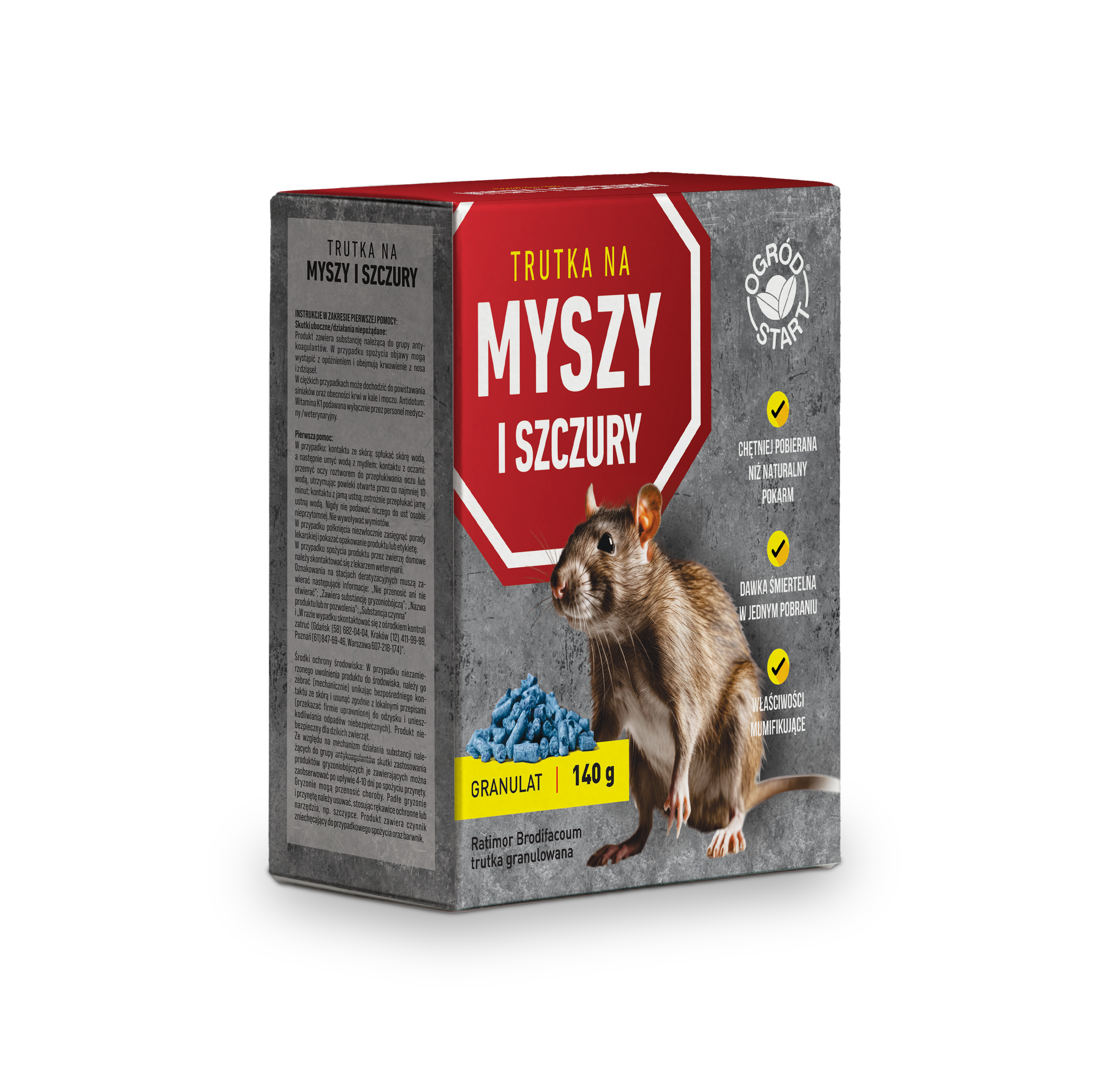 Trutka na myszy i szczury granulowana Ratimor Brodifacoum 140 g Ogród Start