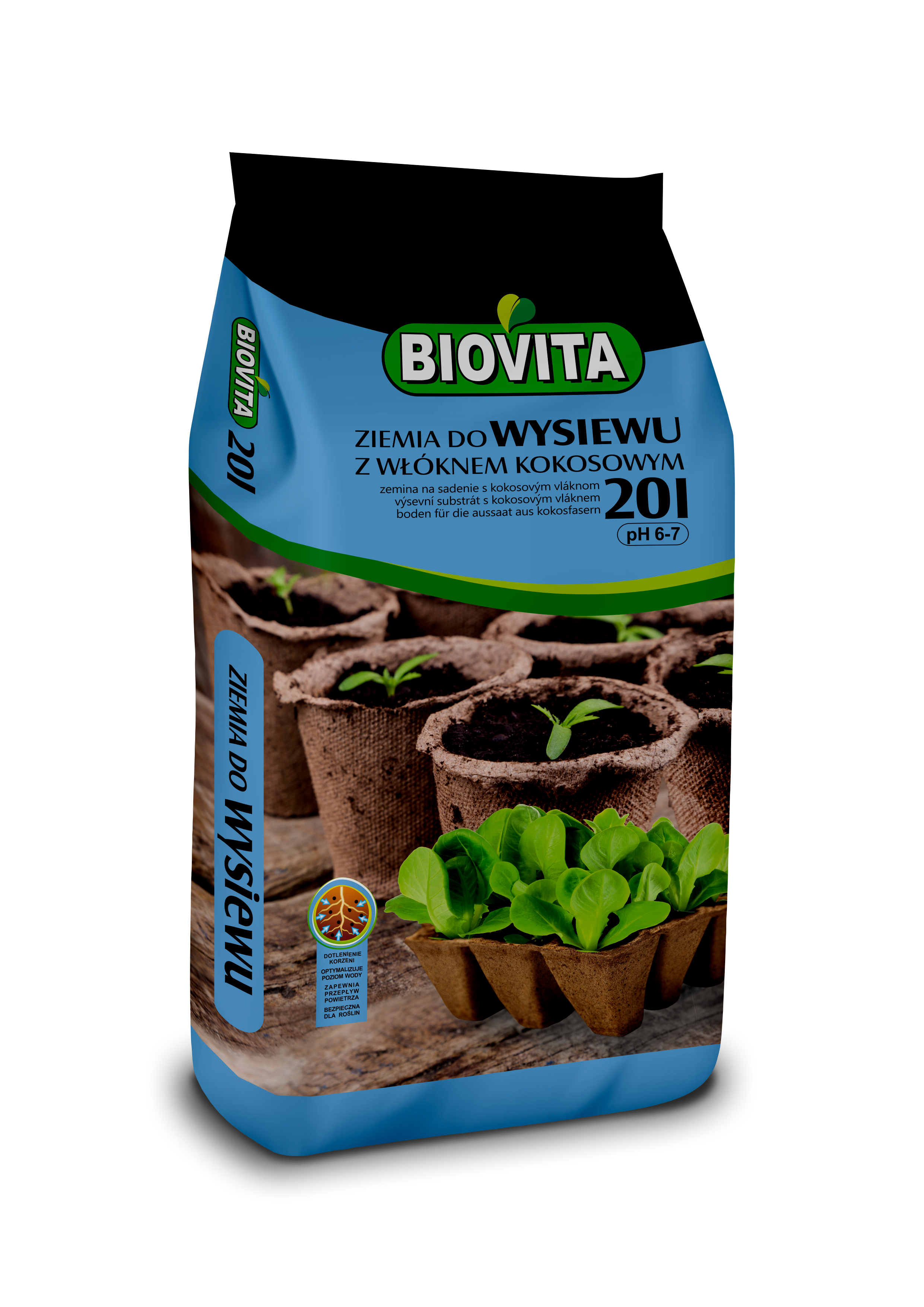 Ziemia do wysiewu z włóknem kokosowym 20 l a`120 Biovita