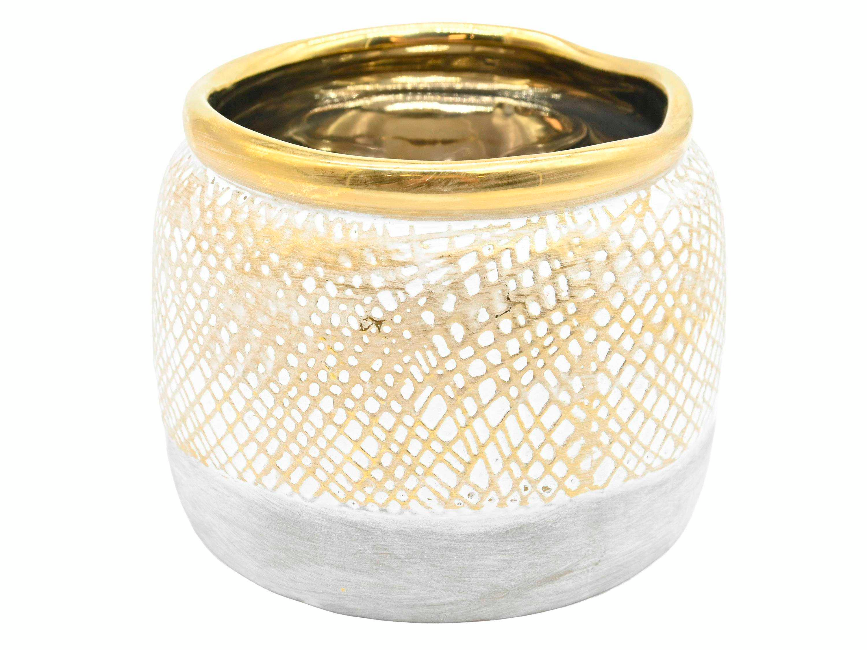 Osłonka ceramiczna szaro-złota 12,7 x 12,7 x 10 cm