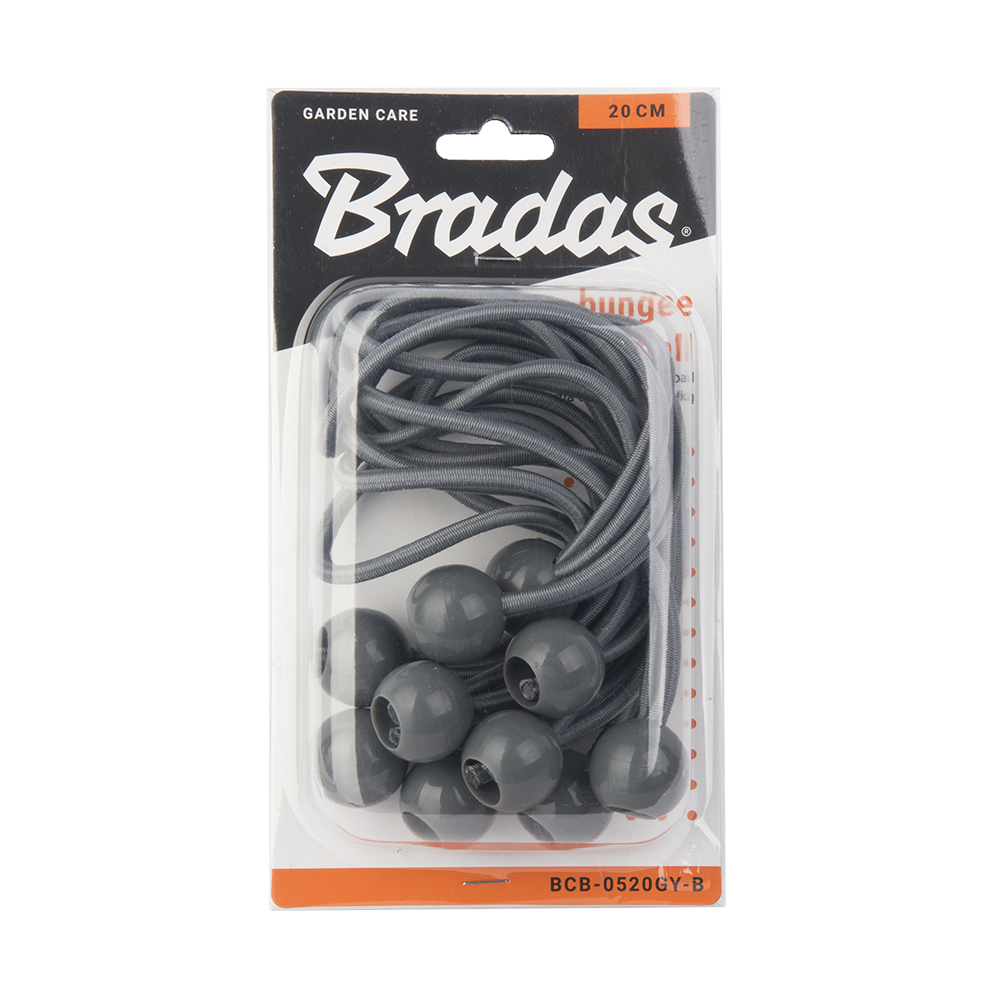 Zestaw gum z kulką BUNGEE CORD BALL 20 cm 10 sztuk szary
