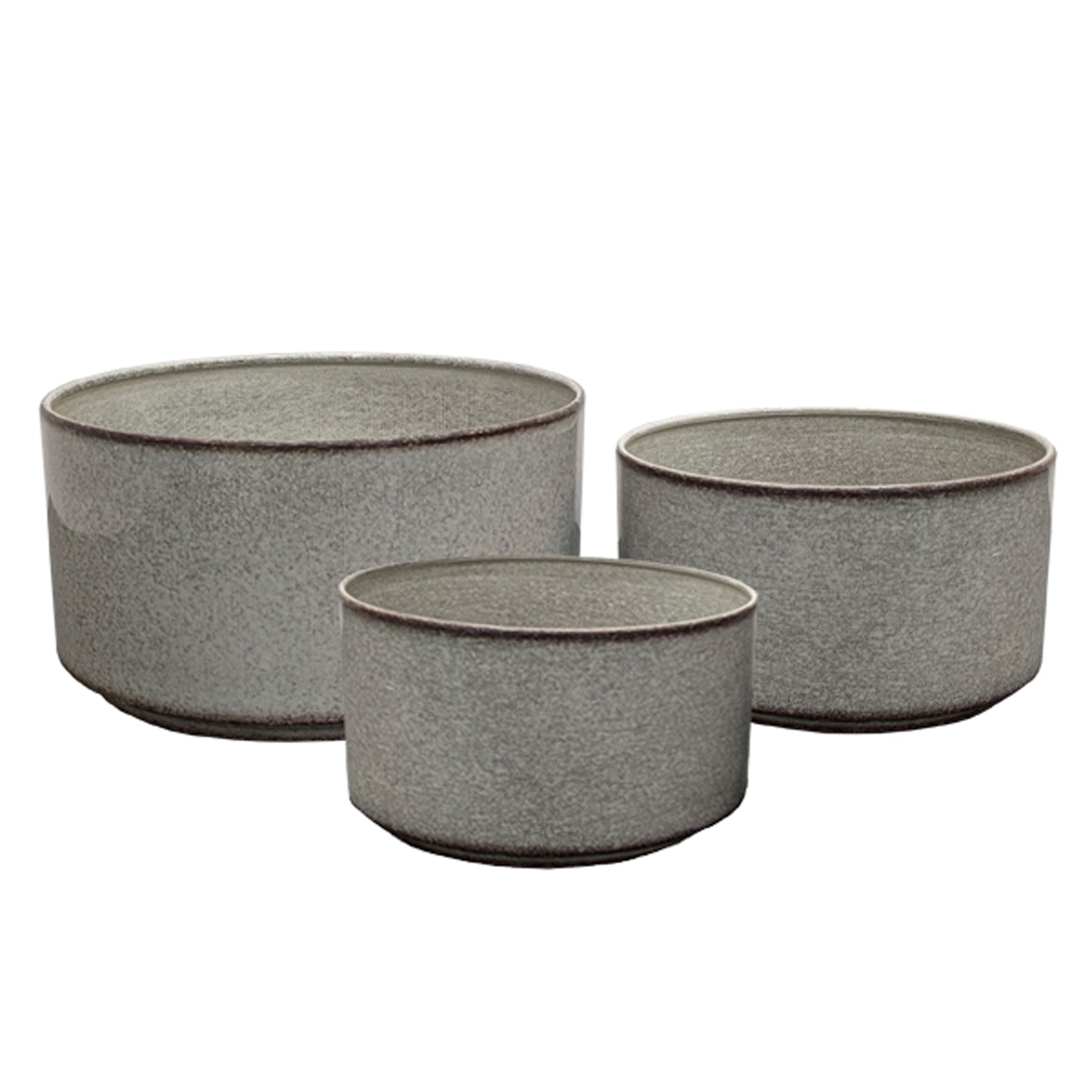Zestaw 3 donic metalowych FEETED CYLINDRICAL BOWL szary