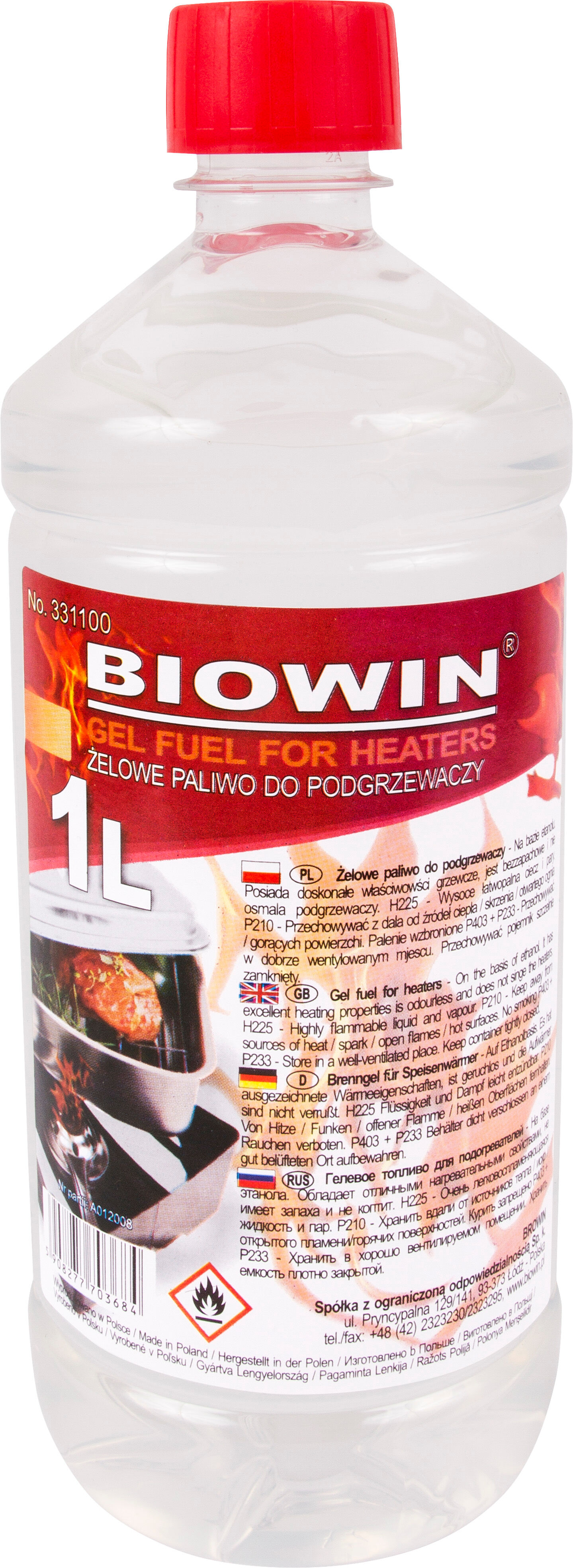 Żelowe paliwo do podgrzewaczy 1 l miniaturka