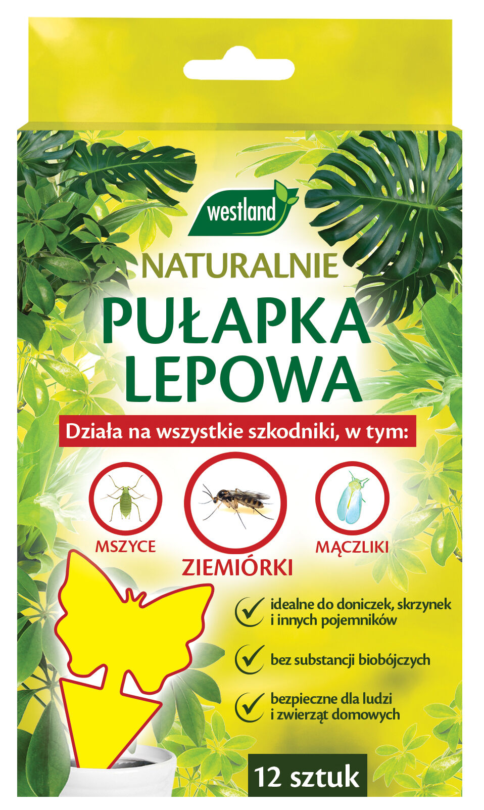 Pułapki lepowe na szkodniki 12 sztuk Westland Naturalnie