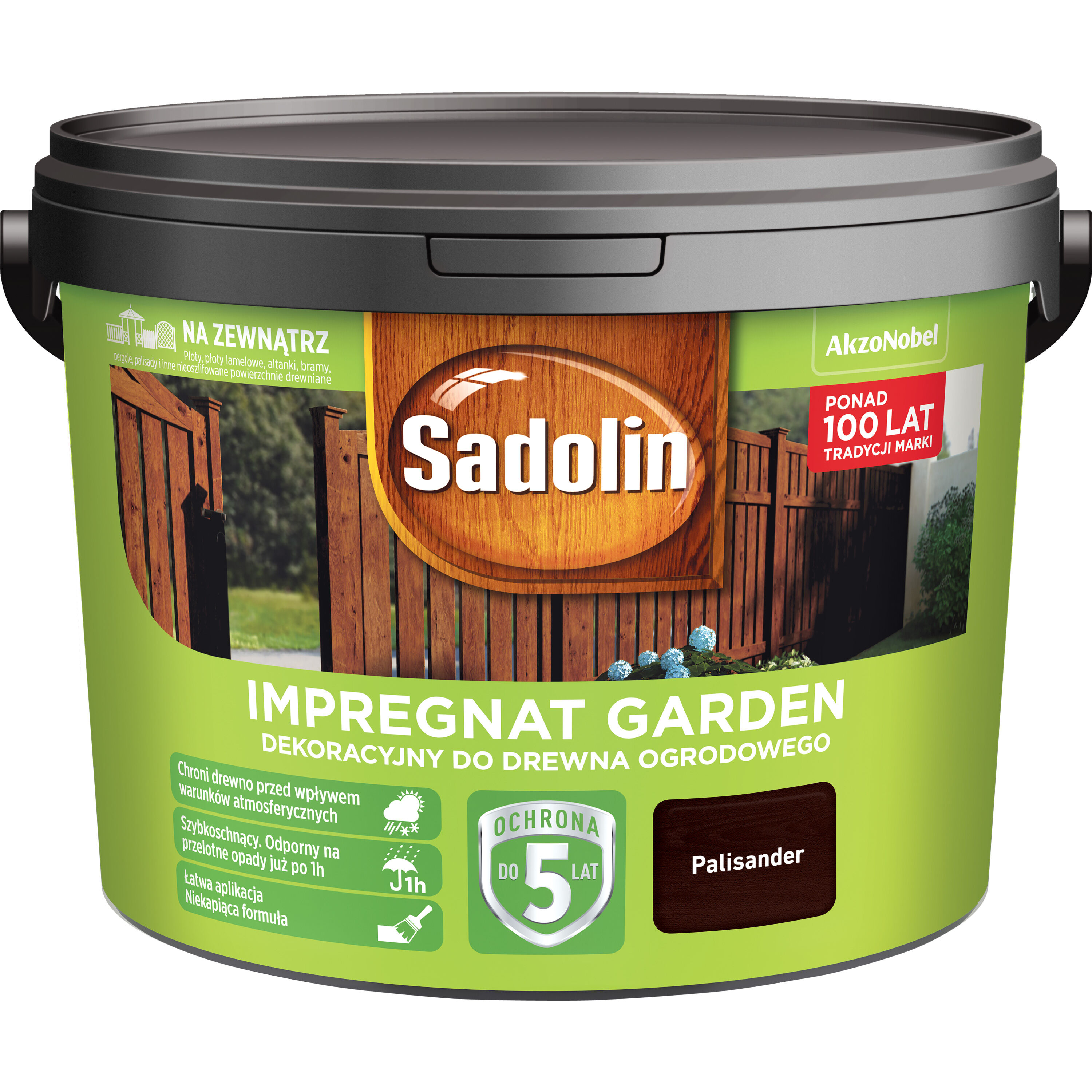 Impregnat Dekoracyjny do drewna ogrodowego Garden Palisander 9 l Sadolin