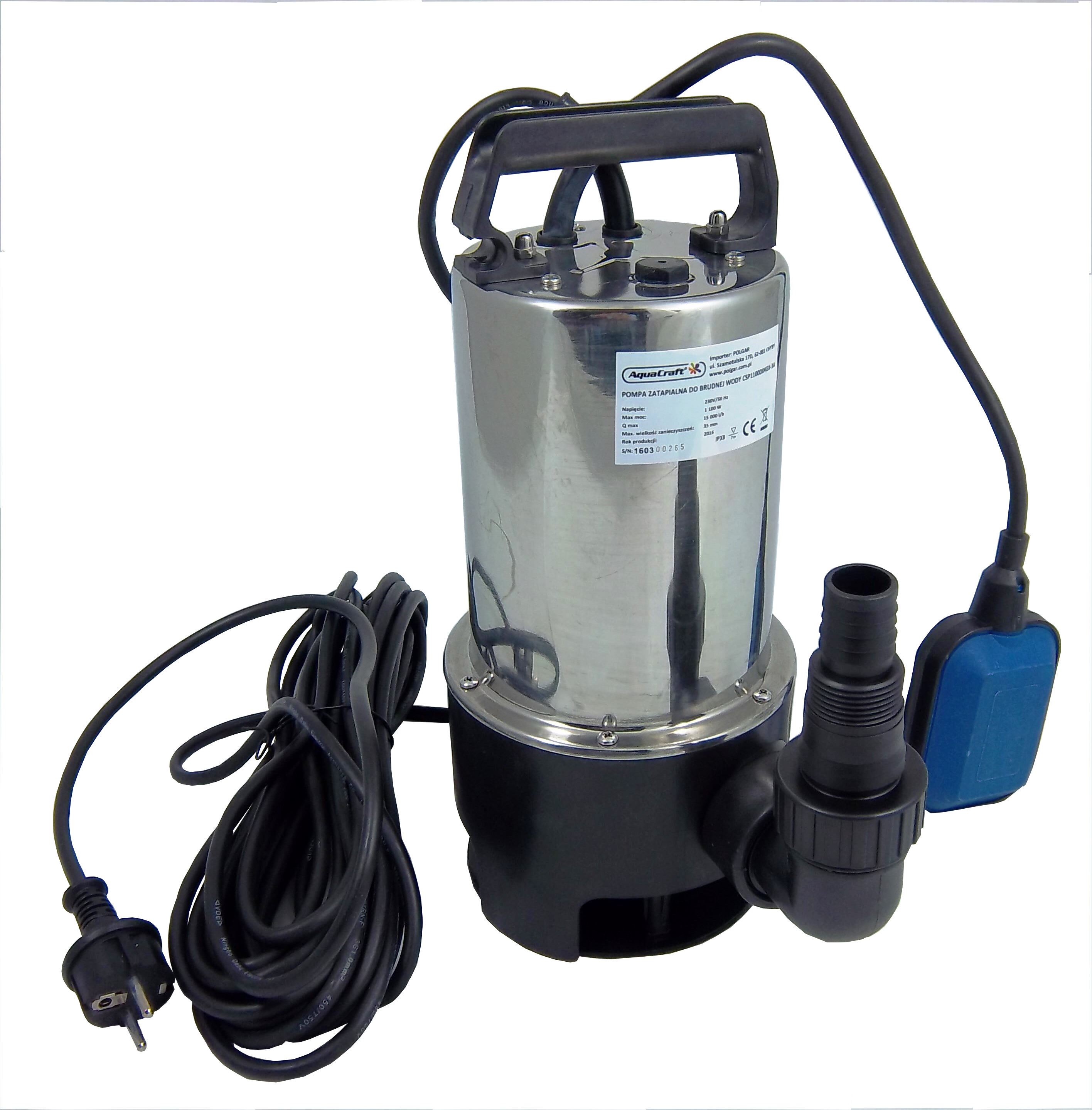 Pompa zatapialna do brudnej wody plastik / inox CSP1100DINOX-3A 1100 W AQUACRAFT