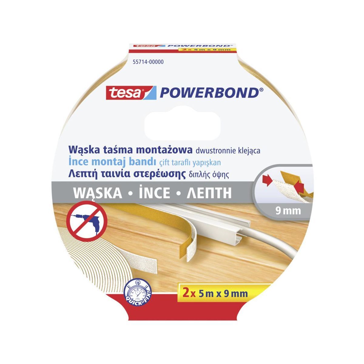 Taśma montażowa wąska do LED 2 x 5 m x 9 mm tesa