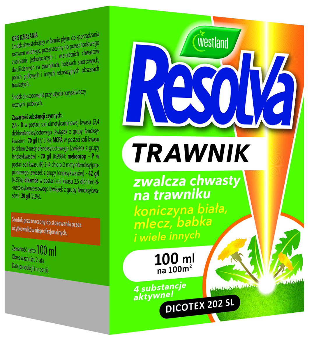 Środek chwastobójczy Resolva trawnik Dicotex 202 SL koncentrat 250 ml Westland