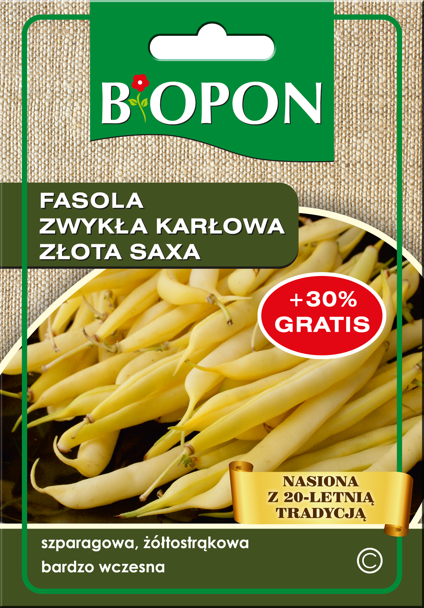 Nasiona fasola zwykła karłowa Złota Saxa 25 g BIOPON