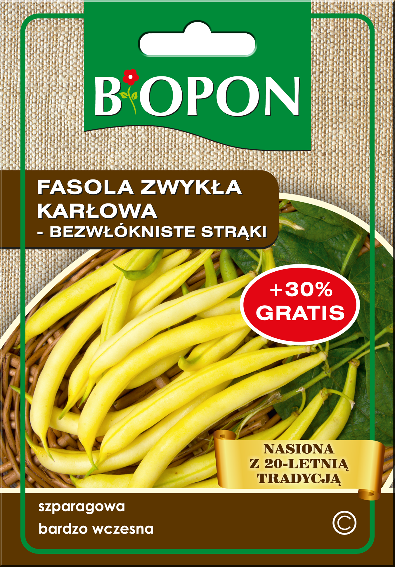 Nasiona fasola zwykła karłowa bezwłókniste strąki 25 g BIOPON