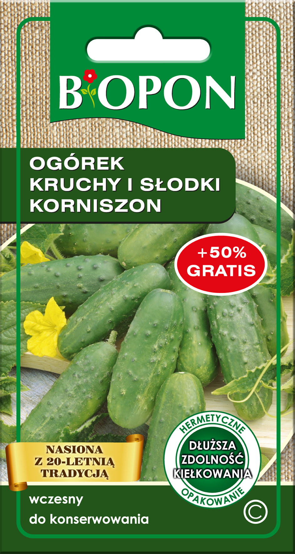 Nasiona ogórek kruchy i słodki korniszon 2 g Bopon