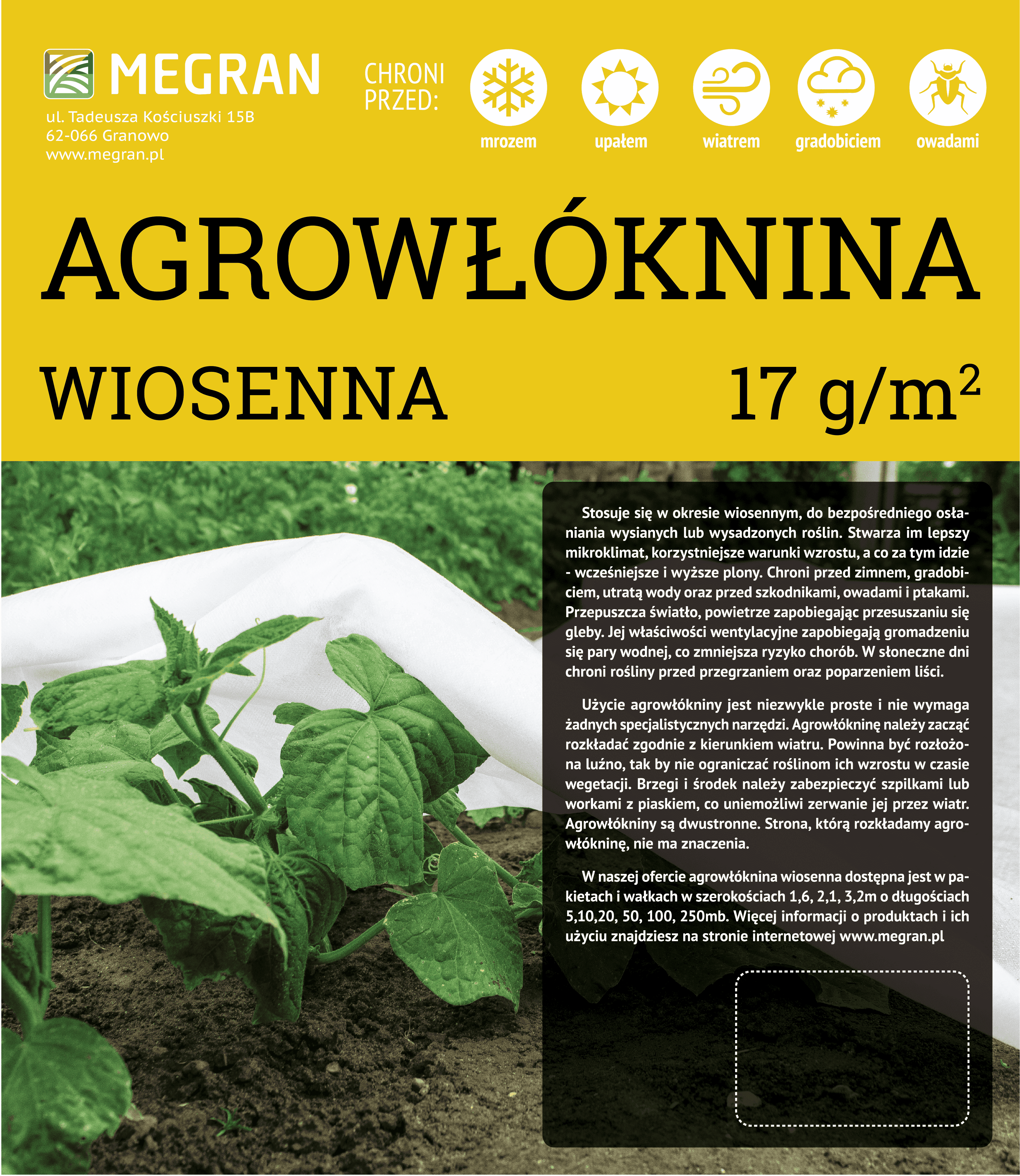 Agrowłóknina wiosenna 17 g/m² 1,6 m x 100 mb miniaturka