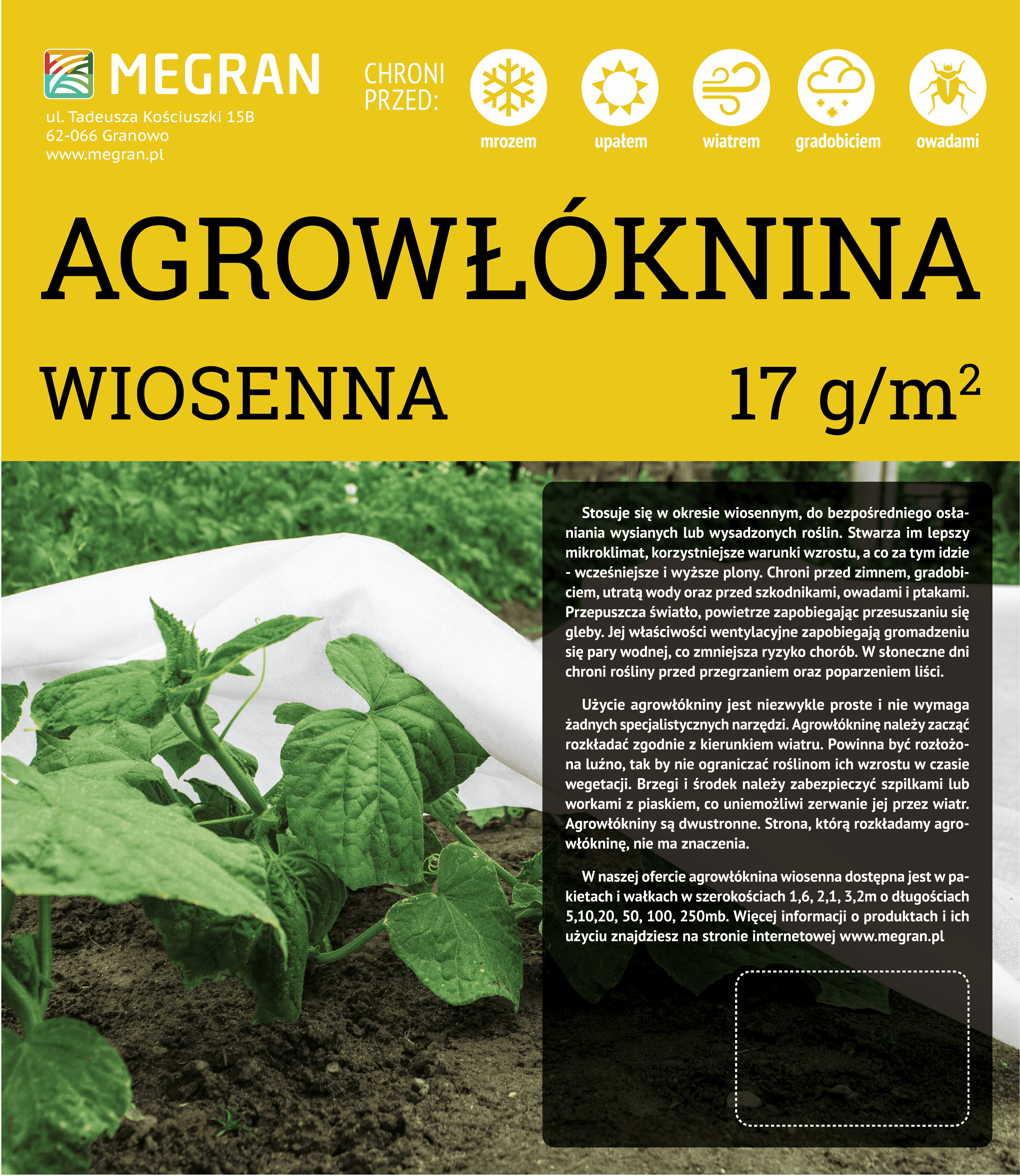 Agrowłóknina wiosenna 17 g/m² 2,1 m x 100 mb miniaturka