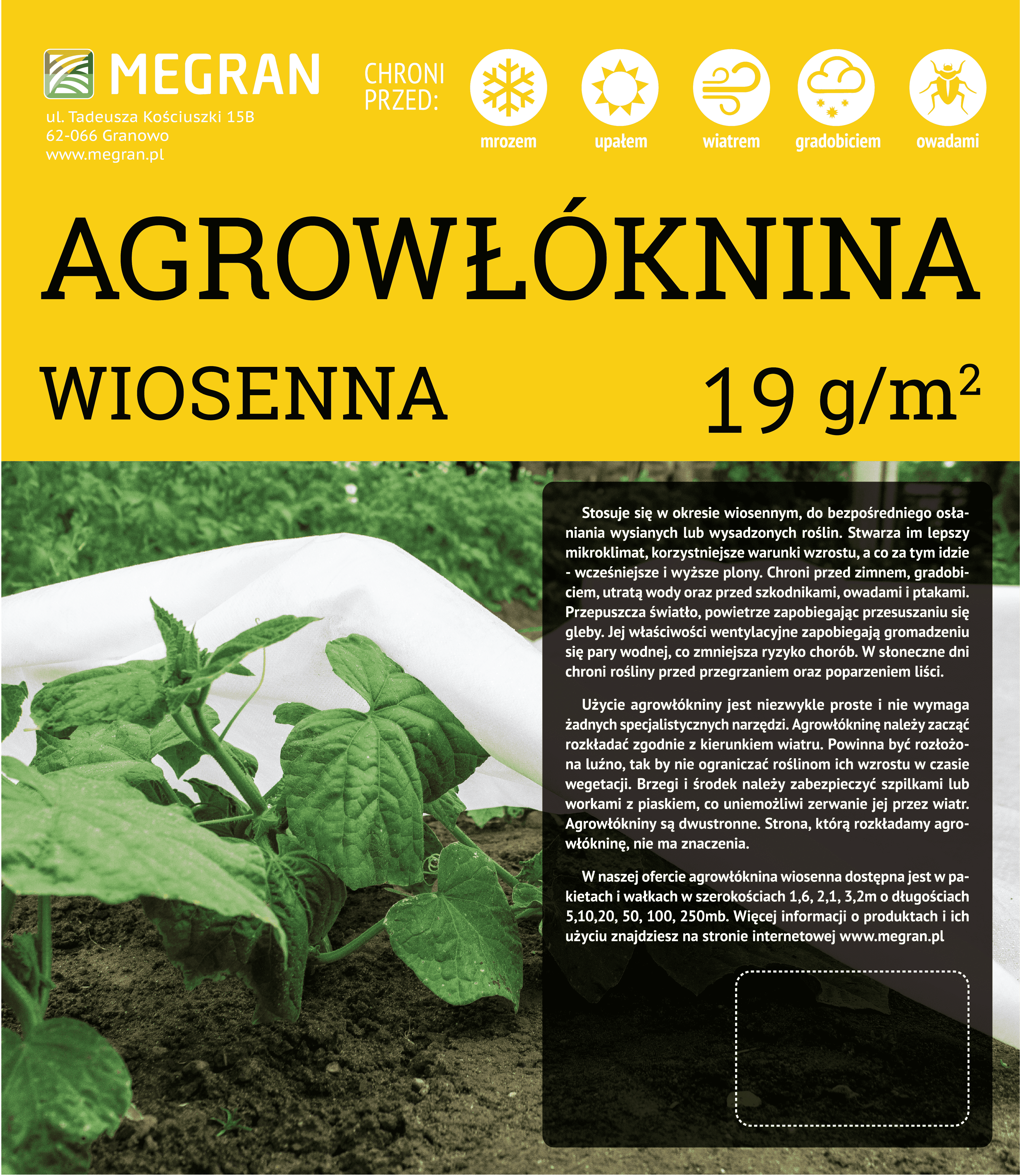Agrowłóknina wiosenna 19 g/m² 1,6 m x 100 mb miniaturka