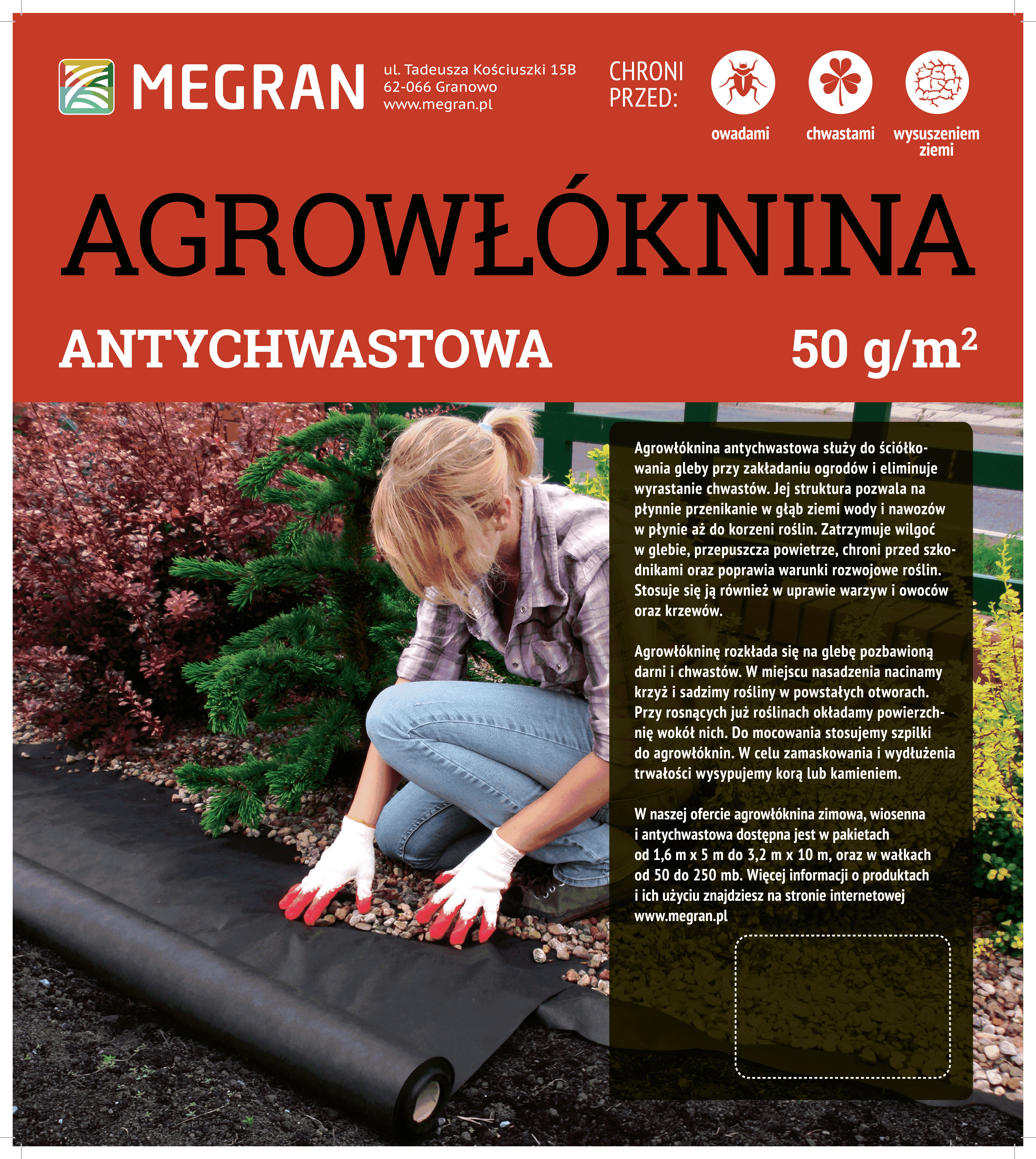 Agrowłóknina antychwastowa 50 g/m² czarna 1,6 m x 10 mb