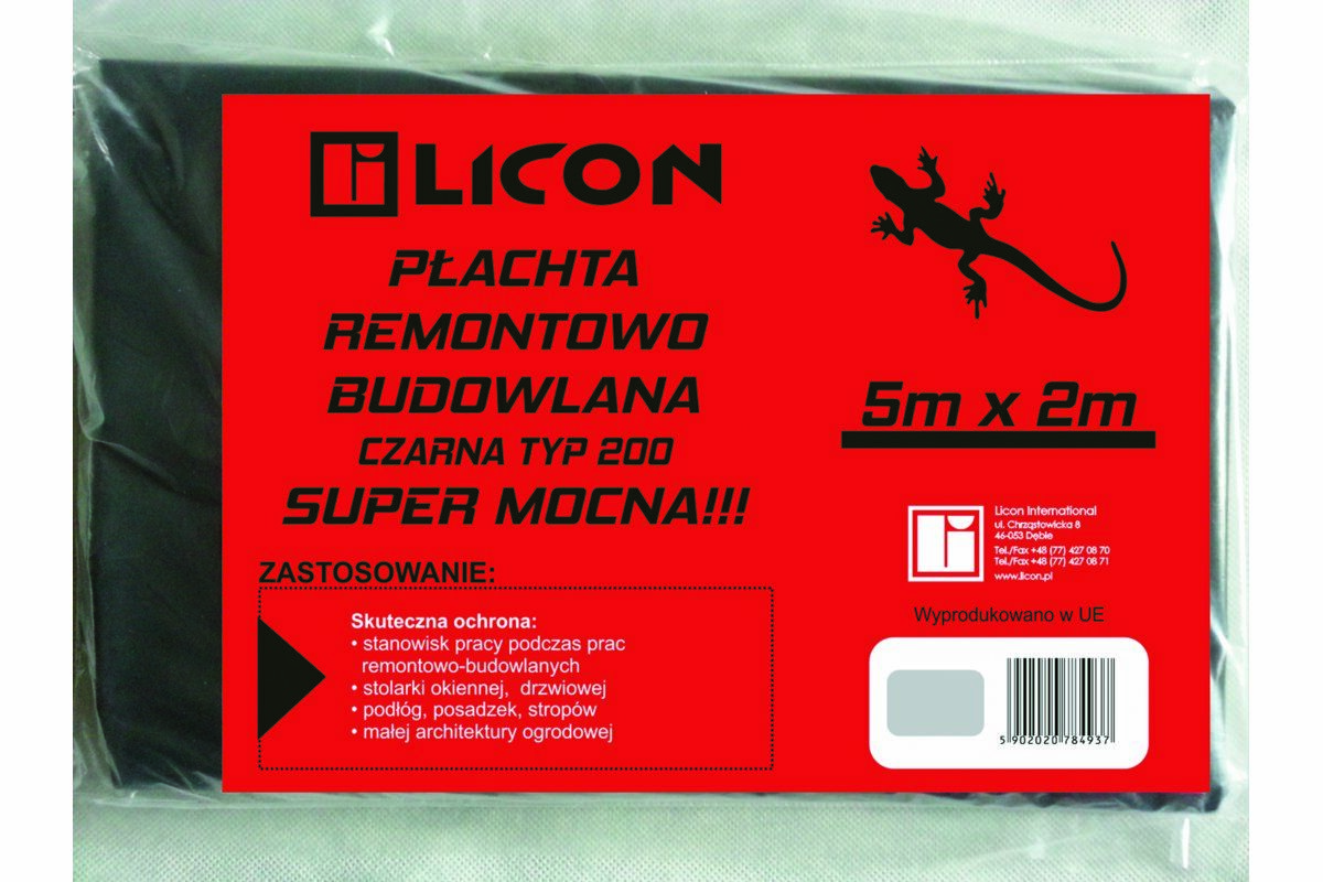 Płachta remontowo-budowlana czarna 5 x 2 m