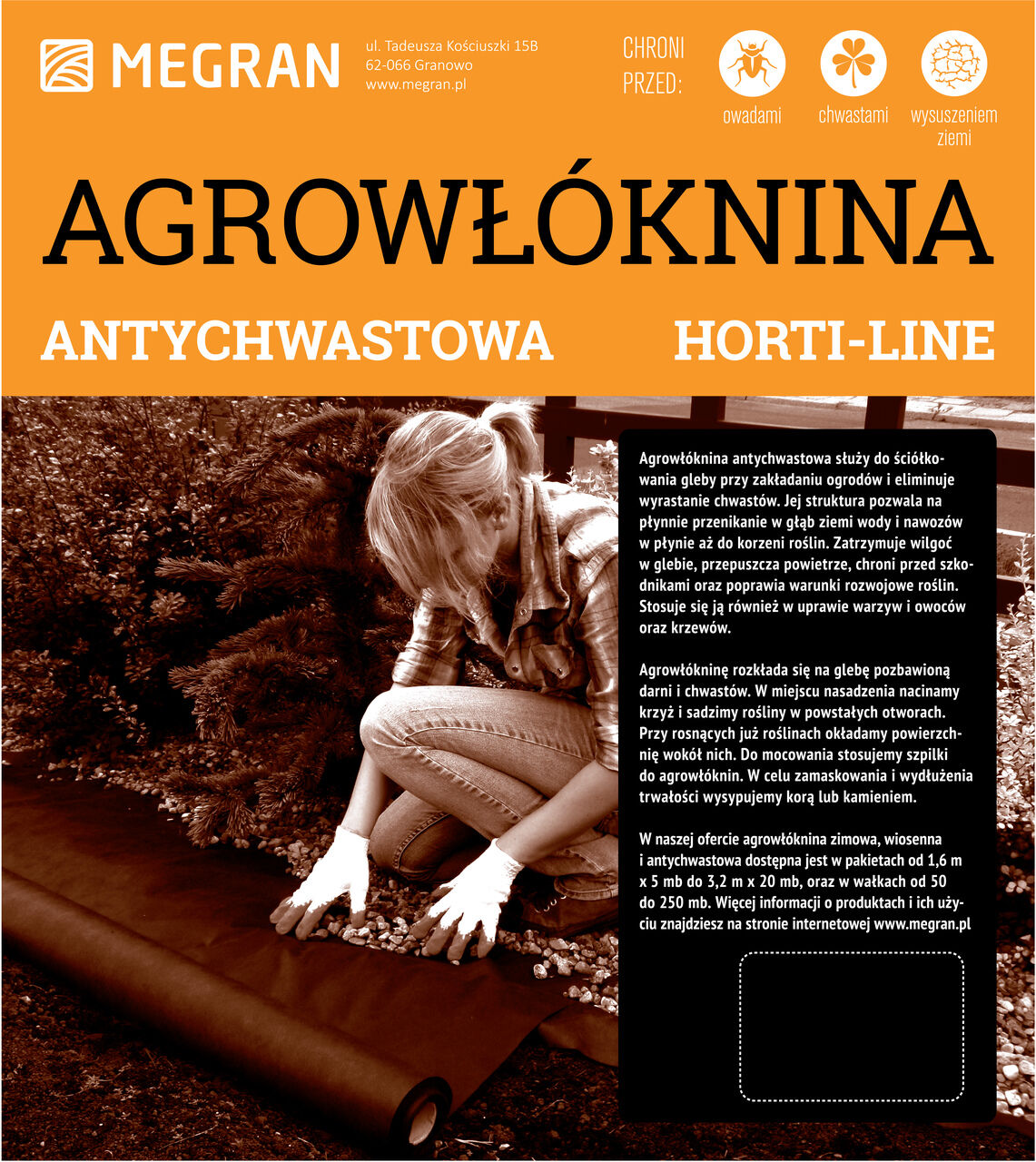 Agrowłóknina antychwastowa HORTI-LINE czarna 3,20 m x 50 mb