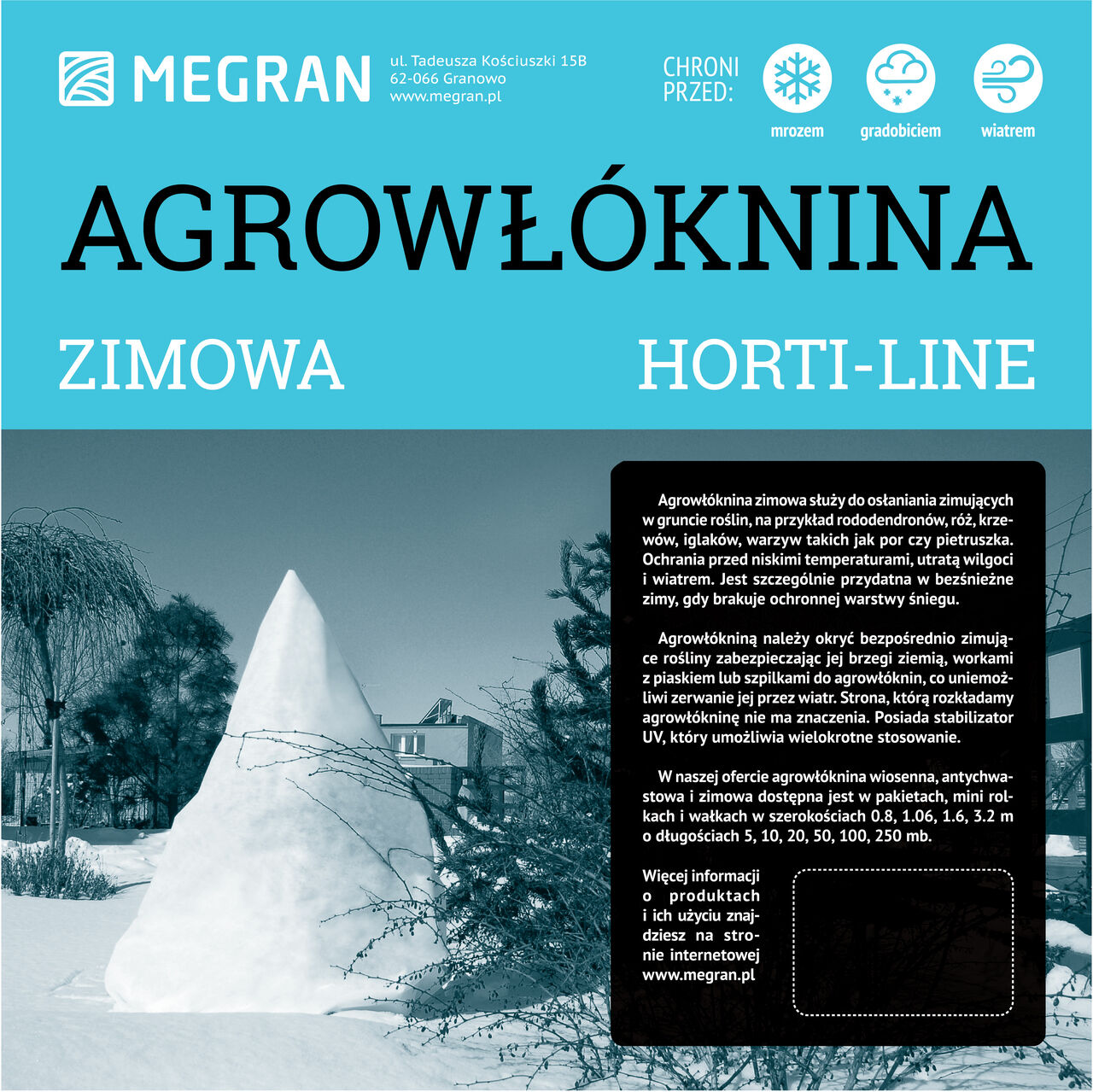 Agrowłóknina zimowa HORTI-LINE 1,60 m x 100 mb biała