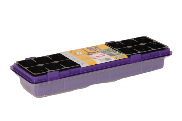 Miniszklarenki 2 szt. fioletowe 47 x 16 cm z 18 doniczkami i przykryciem