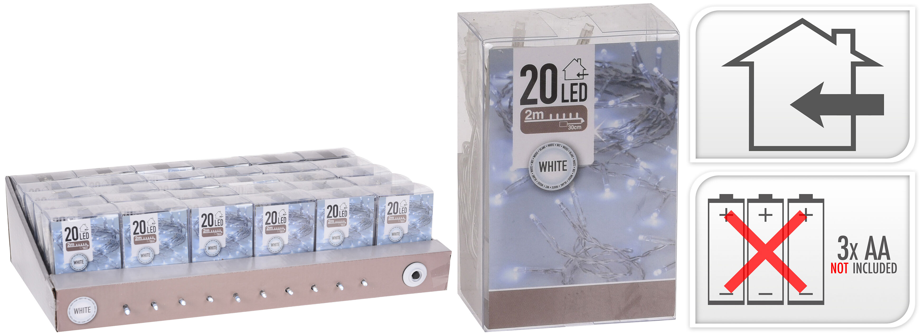 Lampki choinkowe LED 20 zimny biały miniaturka