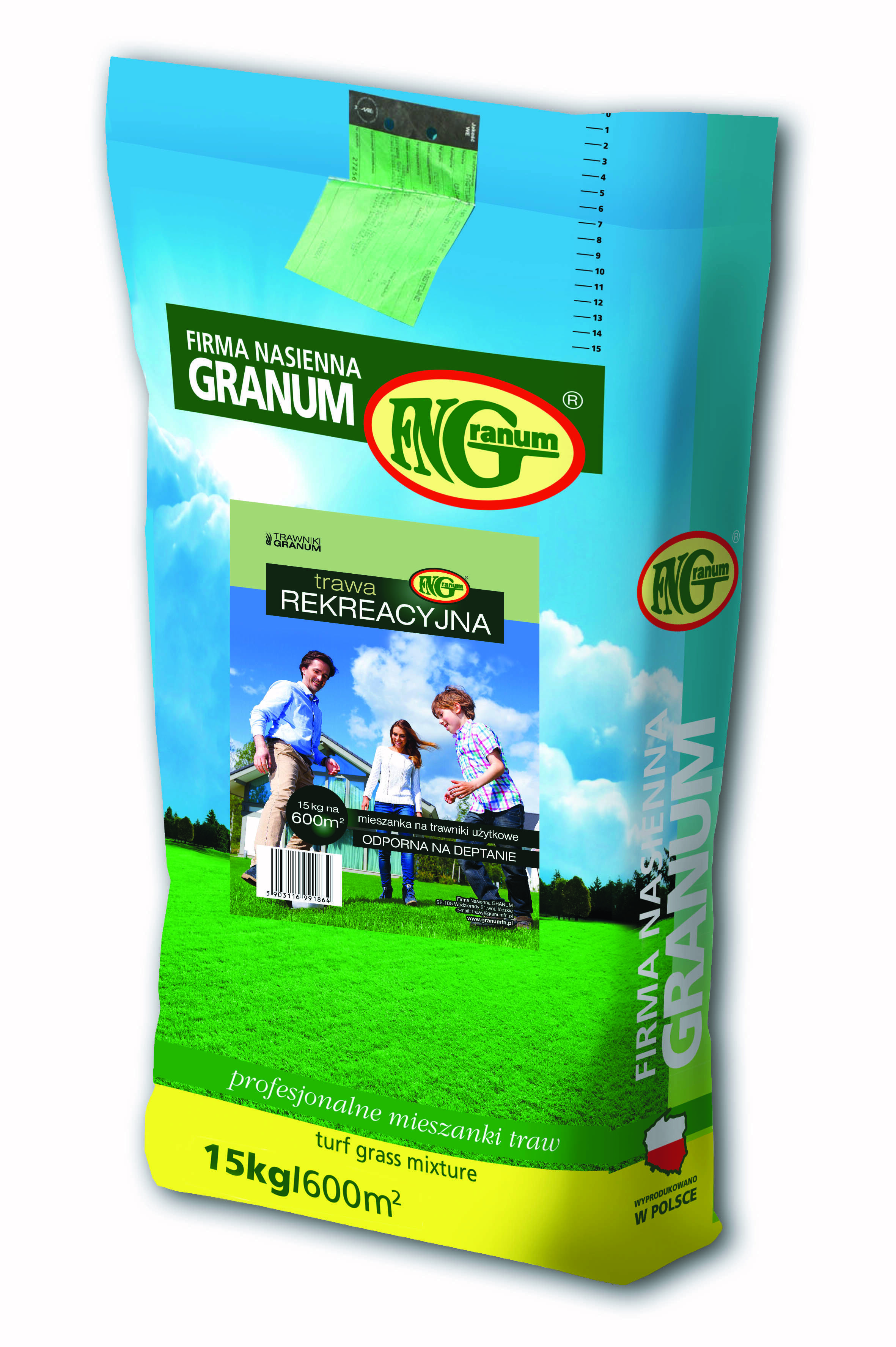 Mieszanka traw Rekreacyjna 15 kg worek papierowy GRANUM