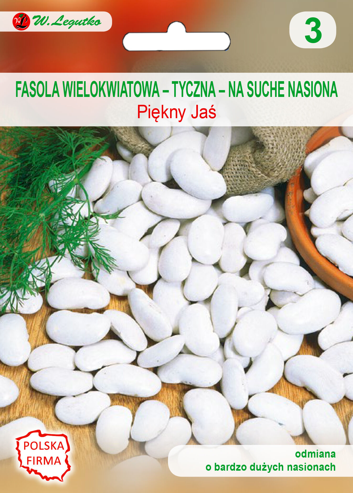 Fasola wielokwiatowa tyczna na suche nasiona Piękny Jaś W.Legutko