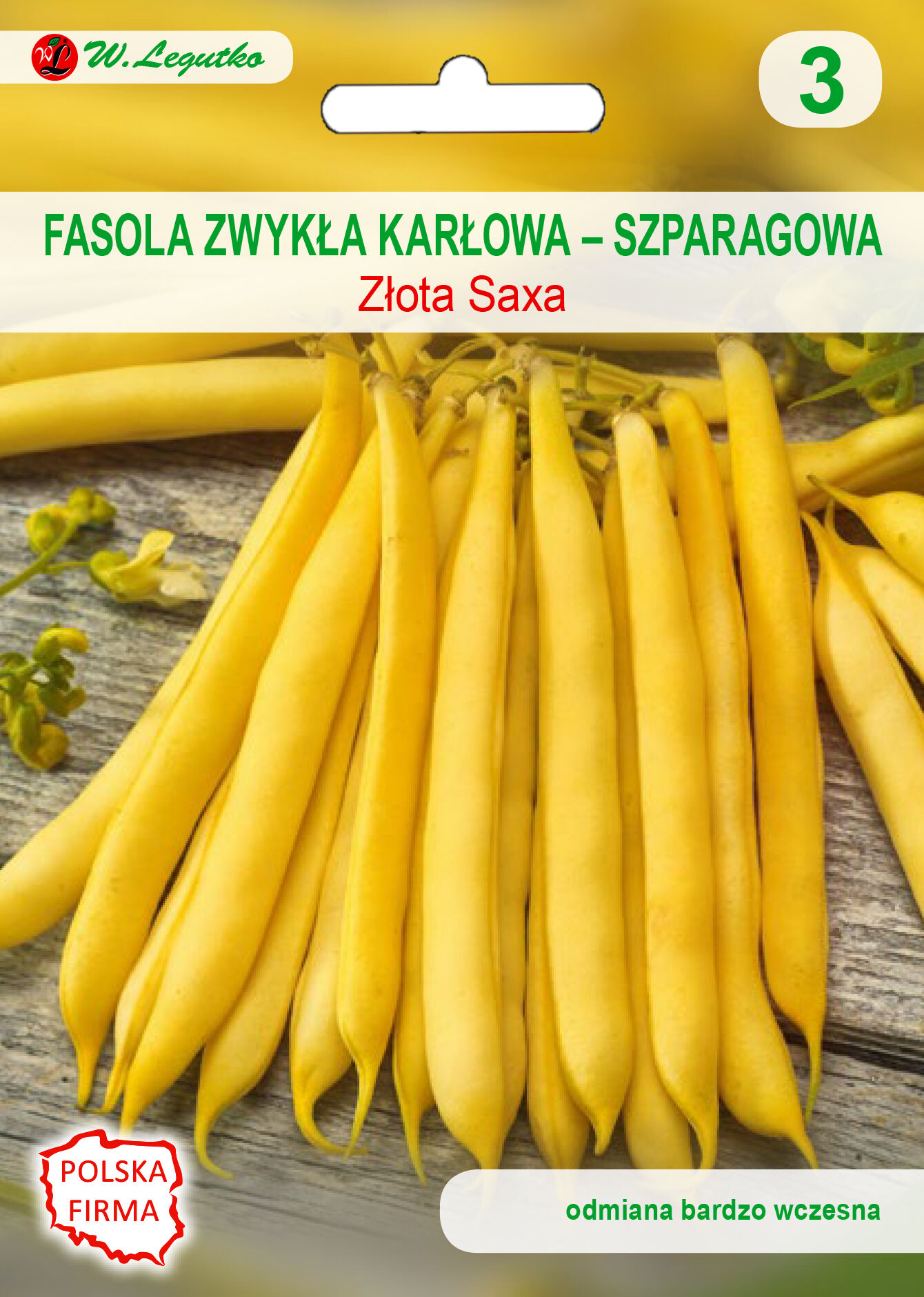 Fasola szparagowa karłowa żółtostrąkowa Złota Saxa wczesna W.Legutko