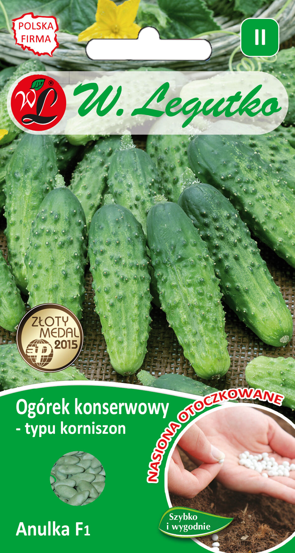 Nasiona otoczkowane - ogórek gruntowy korniszonowy Anulka F1 W.Legutko