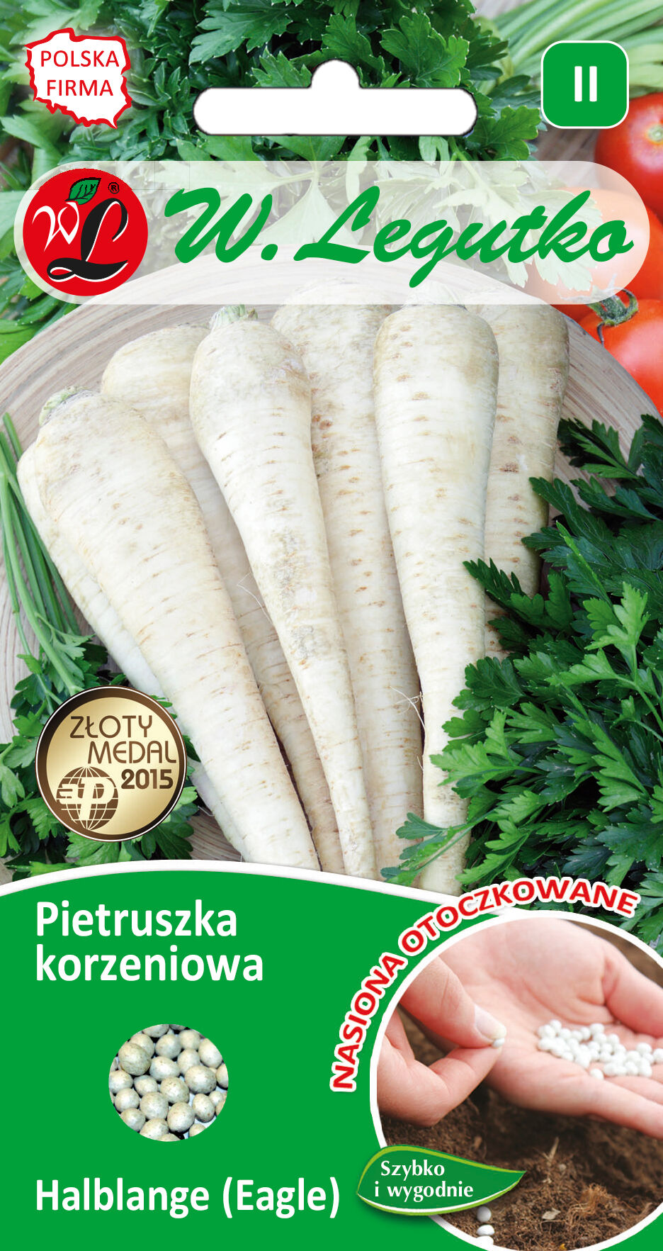 Nasiona otoczkowane - pietruszka korzeniowa Halblange (Eagle) W.Legutko