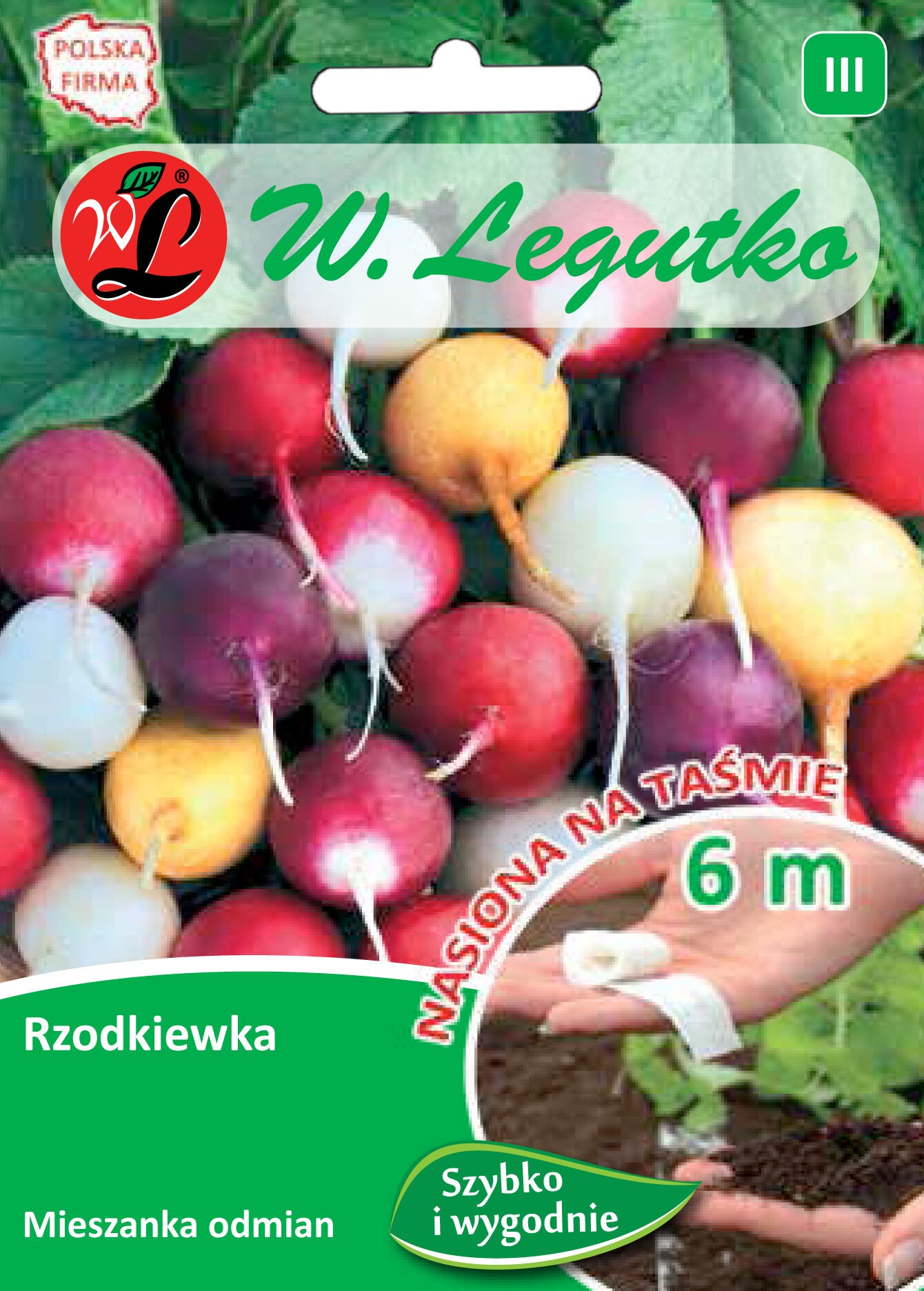 Nasiona na taśmie rzodkiewka mieszanka odmian III-V, VIII W.Legutko
