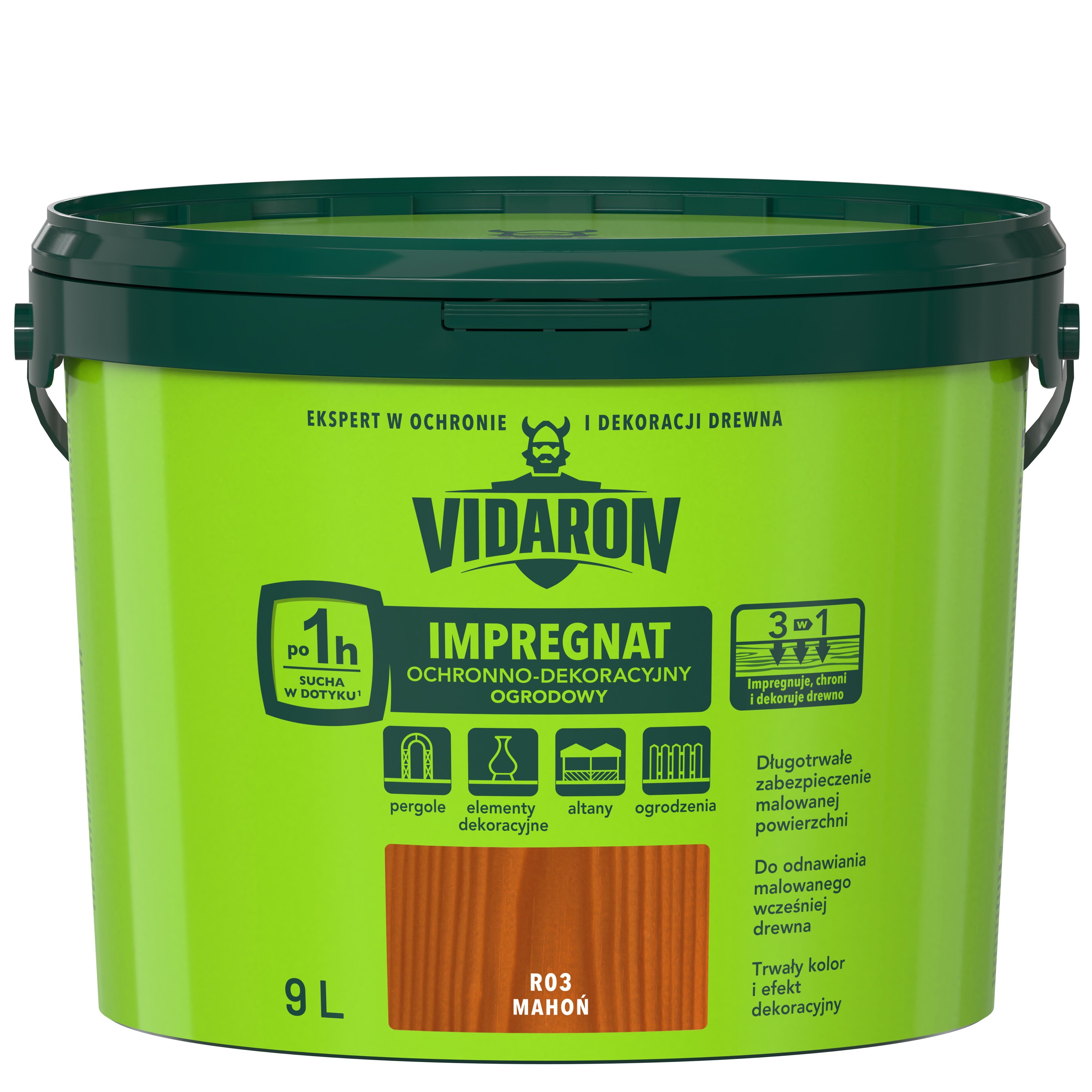 Impregnat Ochronno-Dekoracyjny Ogrodowy R03 Mahoń 9l VIDARON