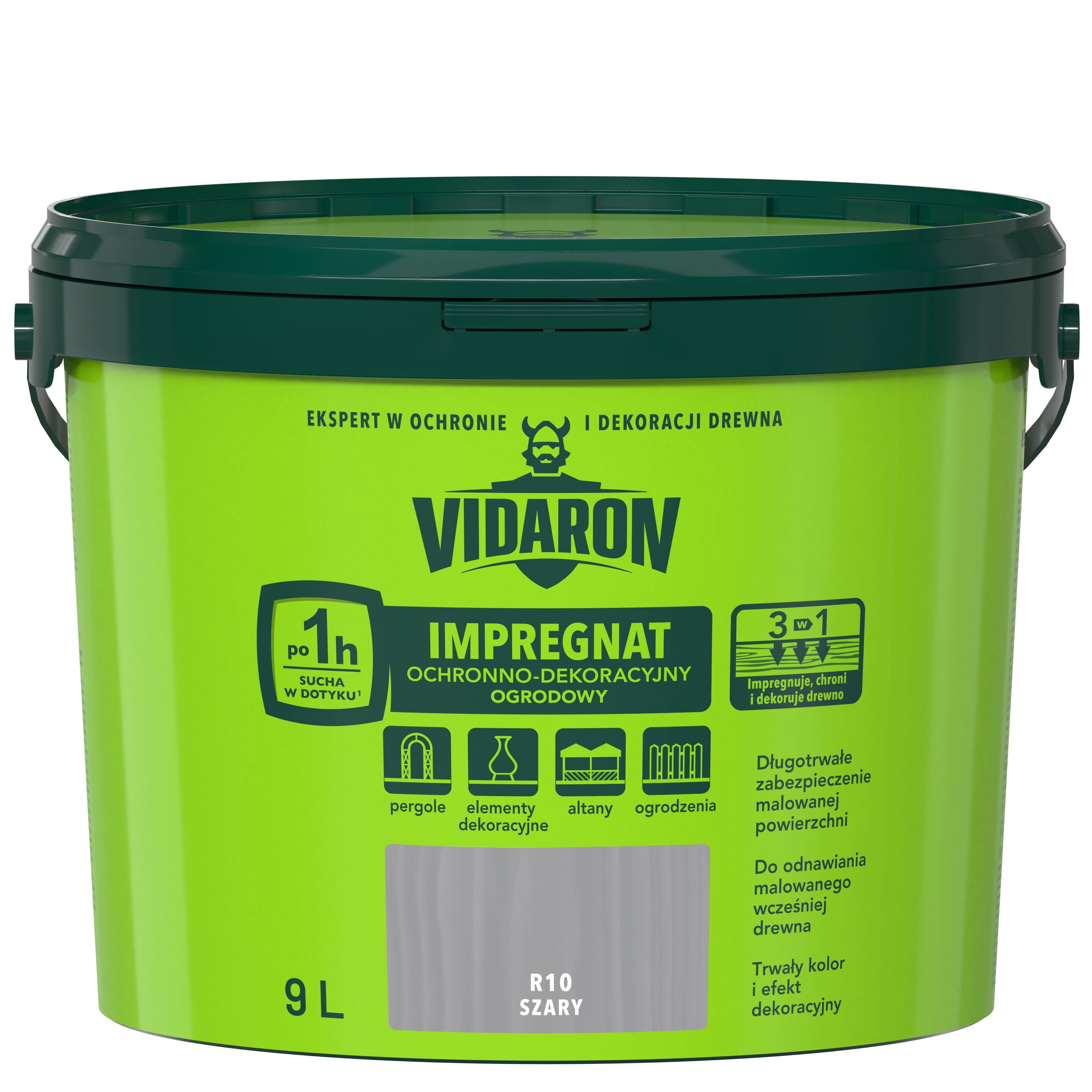 Impregnat Ochronno-Dekoracyjny Ogrodowy R10 szary 9l VIDARON