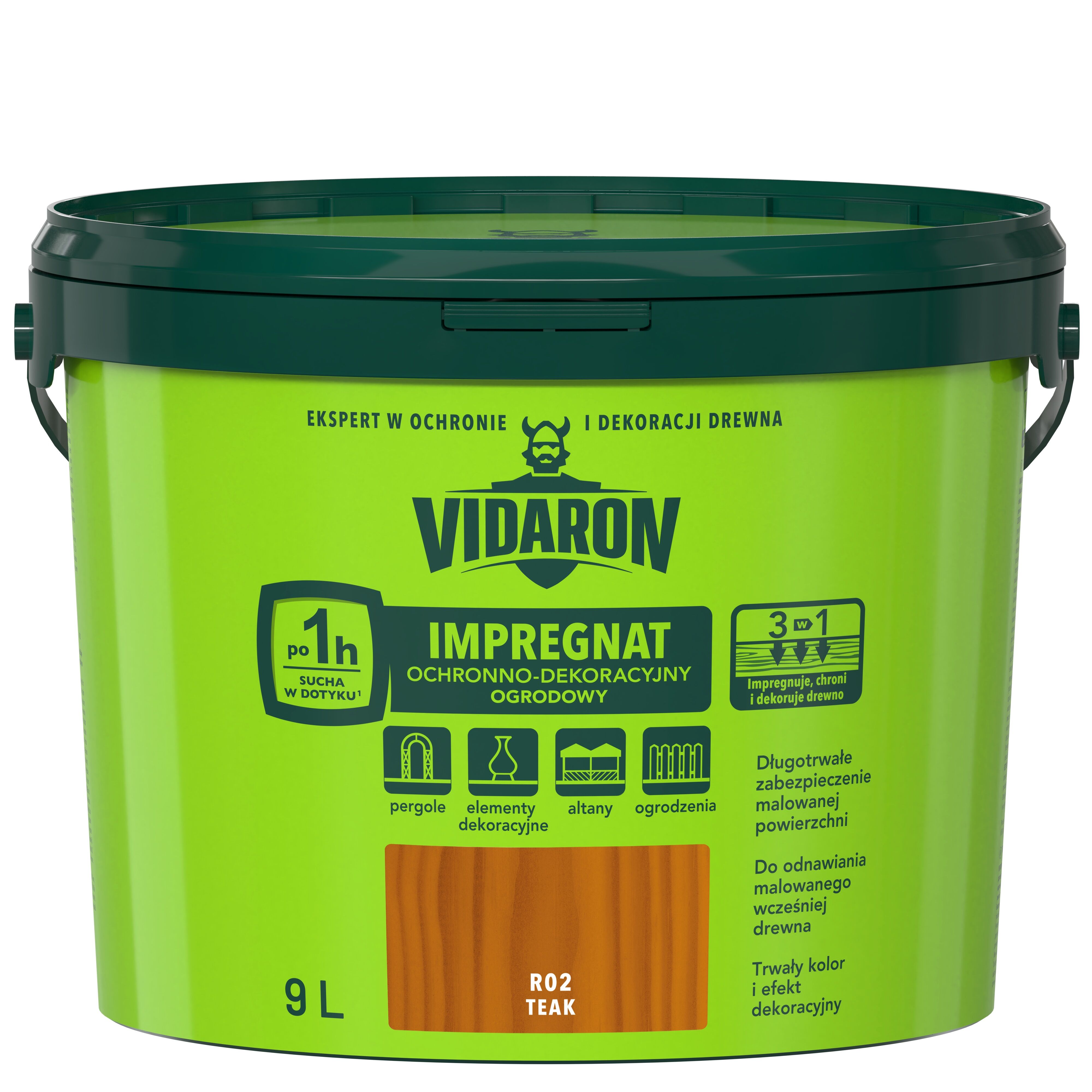 Impregnat Ochronno-Dekoracyjny Ogrodowy R02 Teak 9l VIDARON