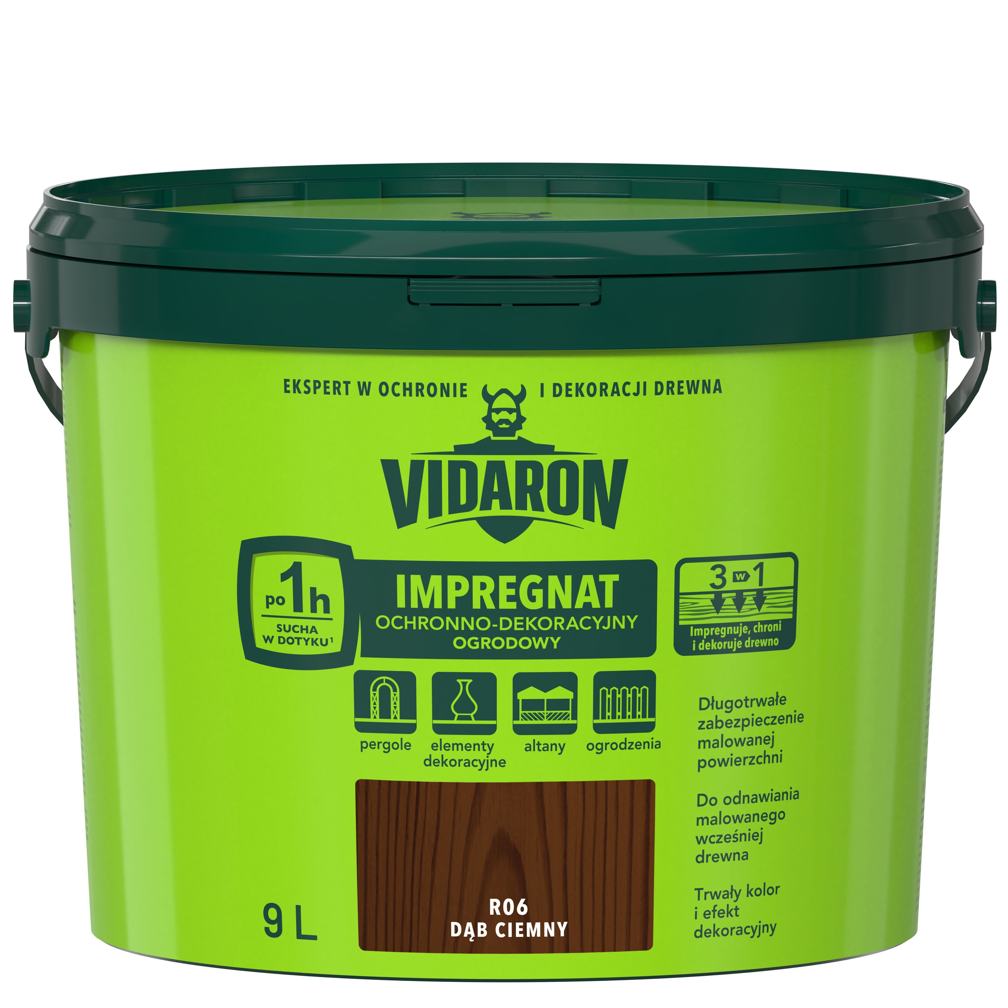 Impregnat Ochronno-Dekoracyjny Ogrodowy R06 Dąb Ciemny 9l VIDARON