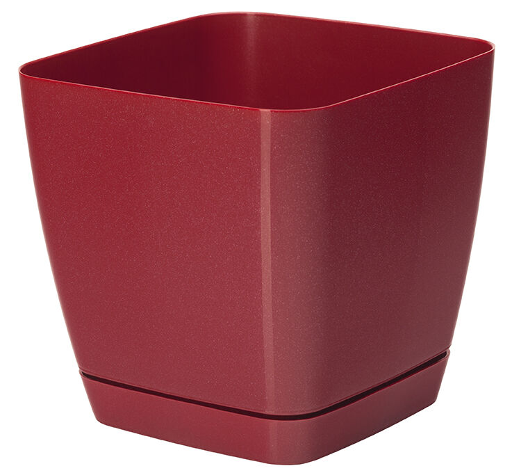 Doniczka TOSCANA 25 cm kwadratowa czerwony metaliczny