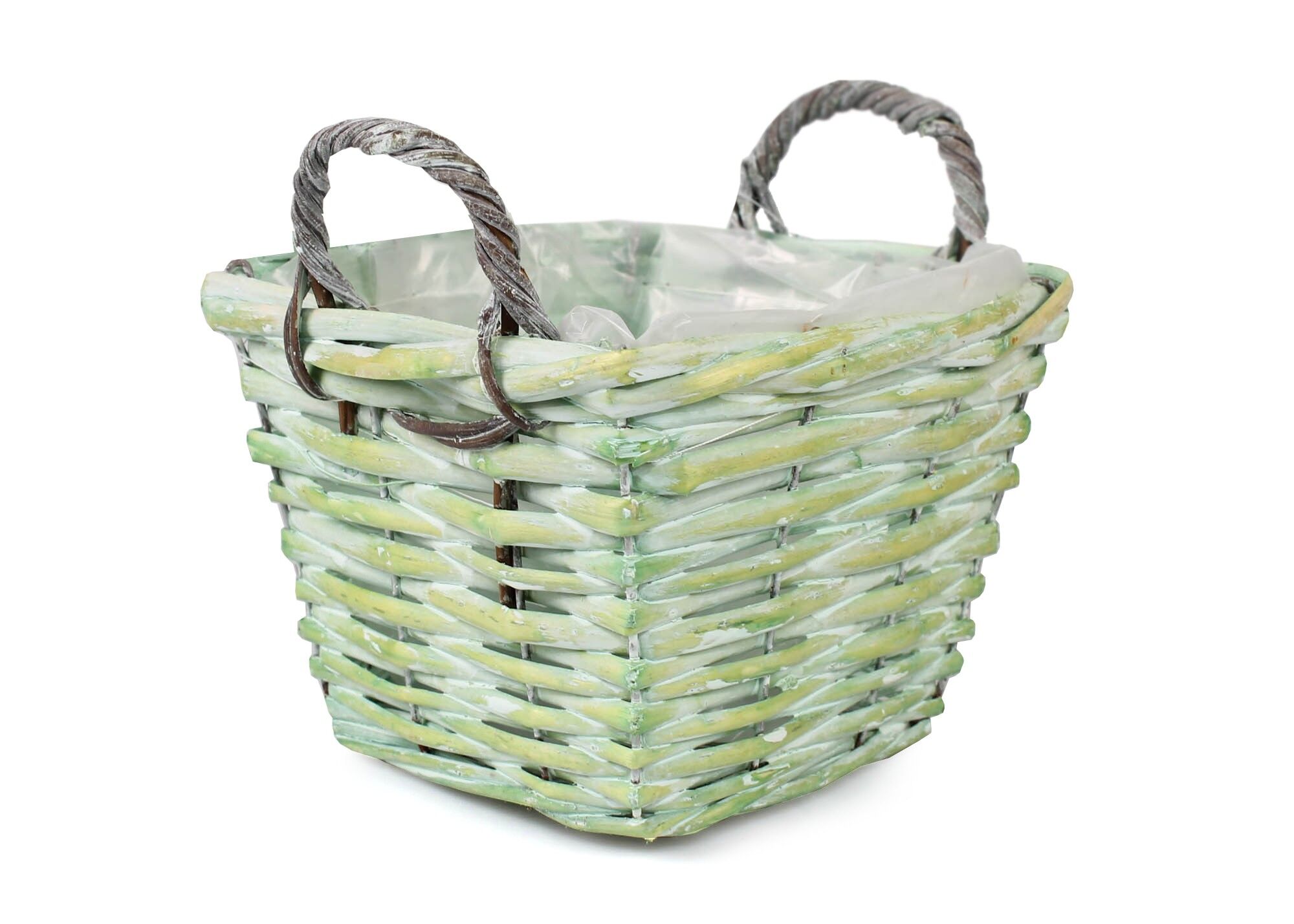 Osłonka z uchwytami zielona kwadratowa 17 x 17 x 12/16 cm