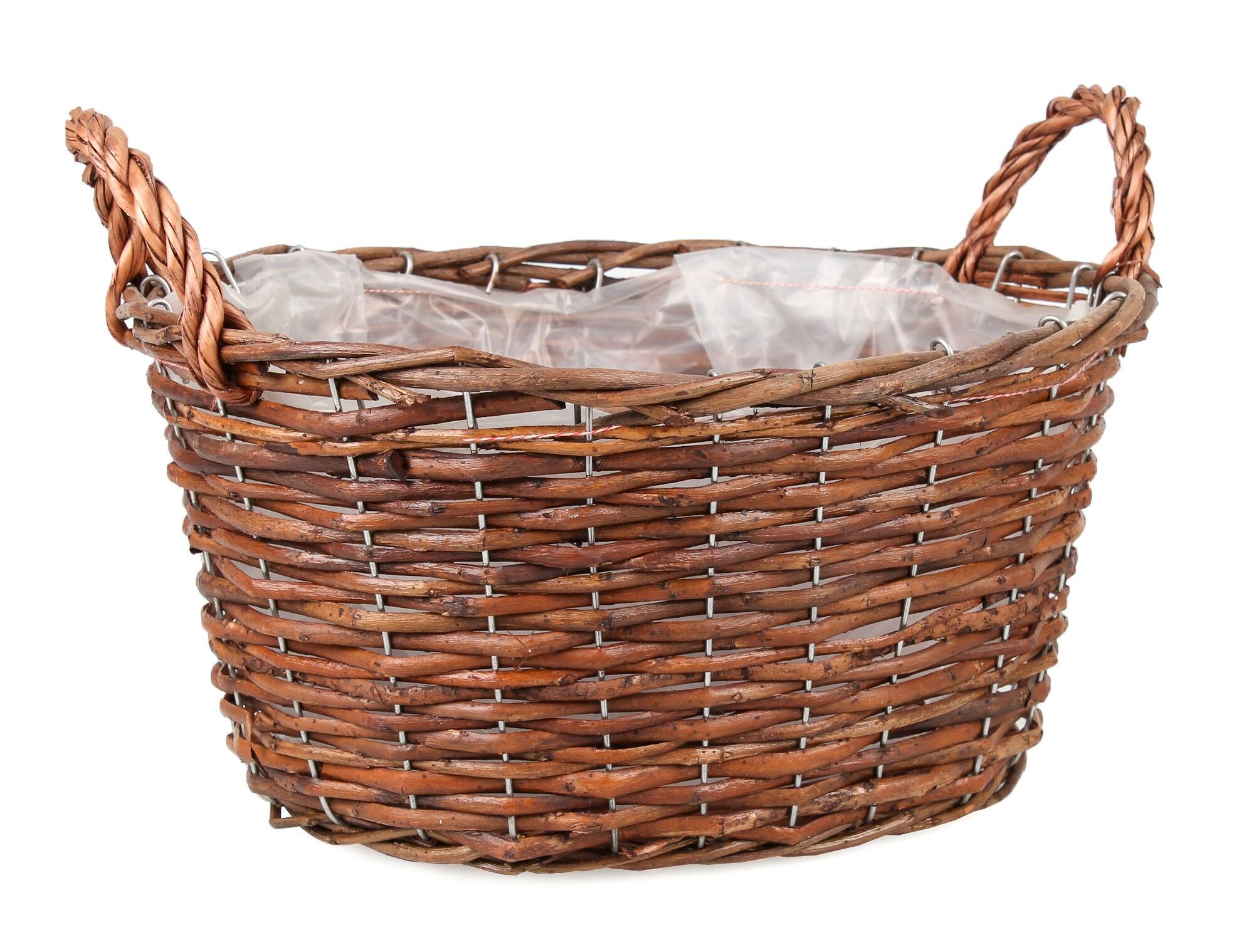 Koszyk wiklinowy z uchwytami do obsadzania owalny 35 x 27 x 16/21 cm