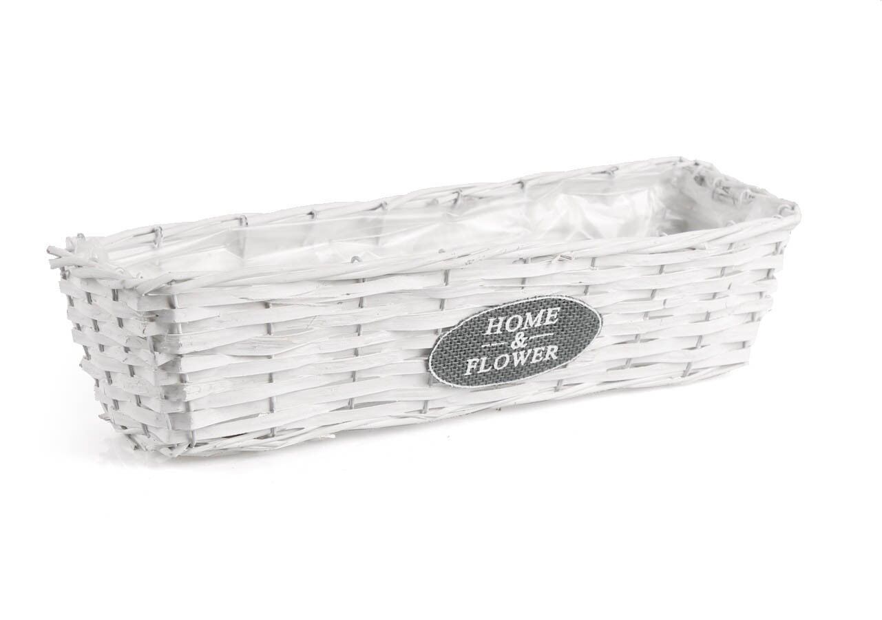 Balkonówka z naszywką do obsadzania kwiatów biała 40 x 12 x 10 cm