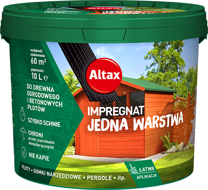 Impregnat do drewna ogrodowego jedna warstwa 10 l pinia Altax