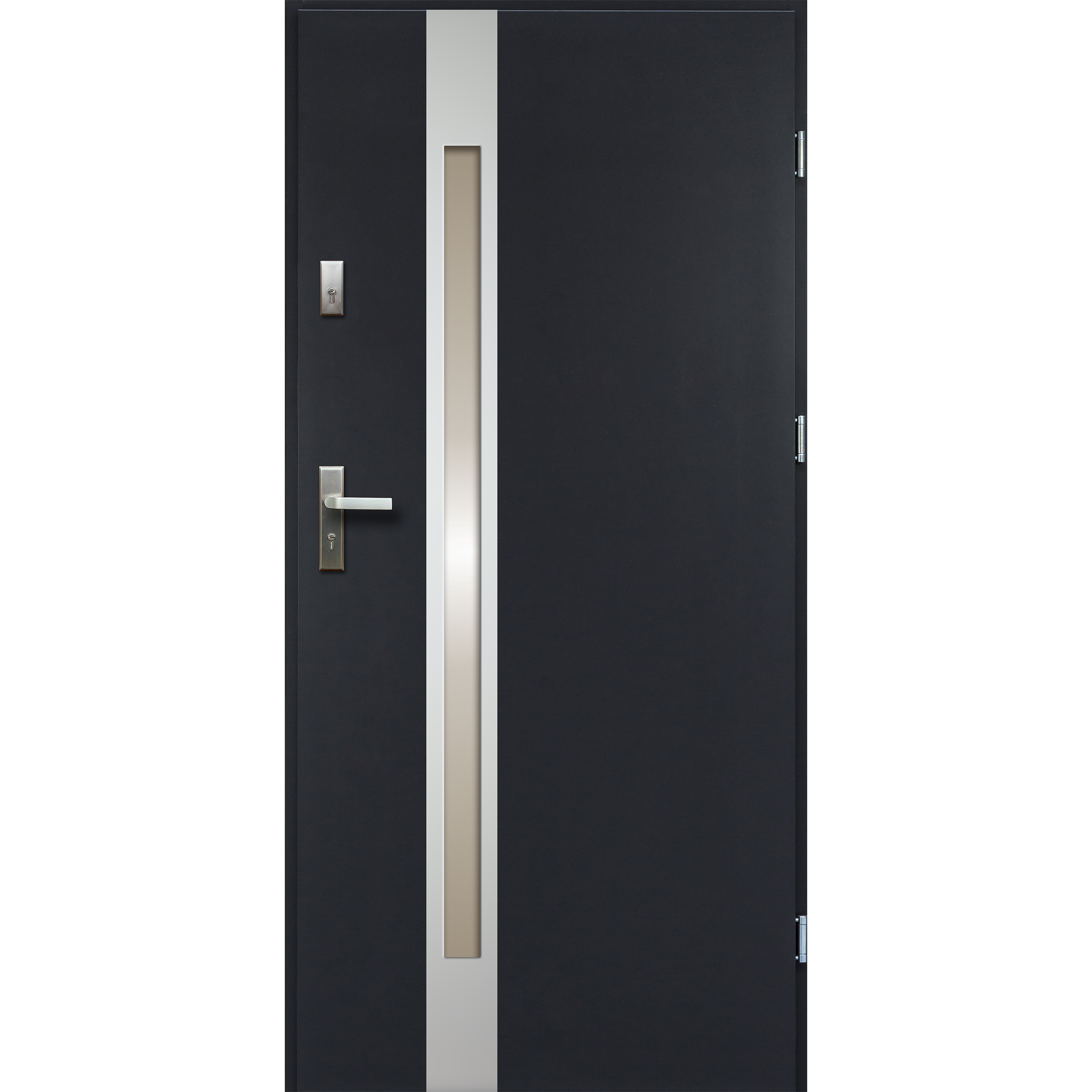 Drzwi zewnętrzne TEMIDAS inox antracyt 80 prawe RADEX