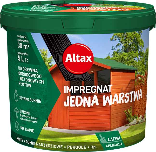 Impregnat do drewna ogrodowego jedna warstwa 5 l pinia Altax