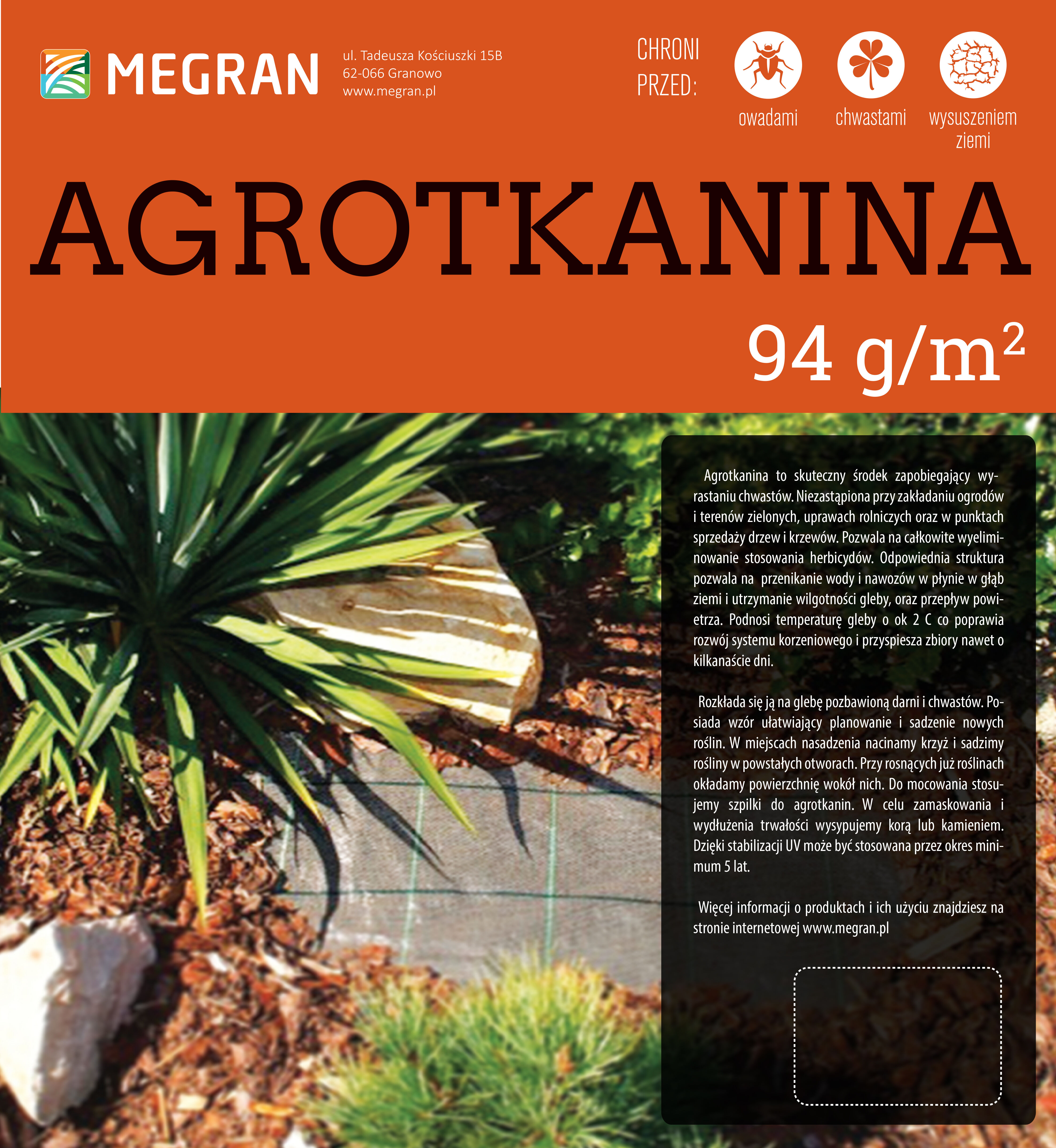 Agrotkanina 94 g czarna 0,8 m x 100 mb