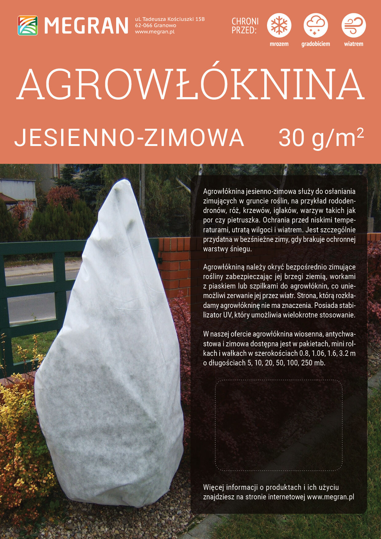 Agrowłóknina 30 g jesienno-zimowa 1,6 m x 100 mb