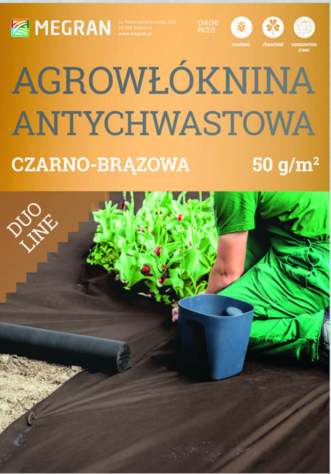 Agrowłóknina antychwastowa DUO-LINE 50 g brązowo-czarna 1,6 m x 50 mb