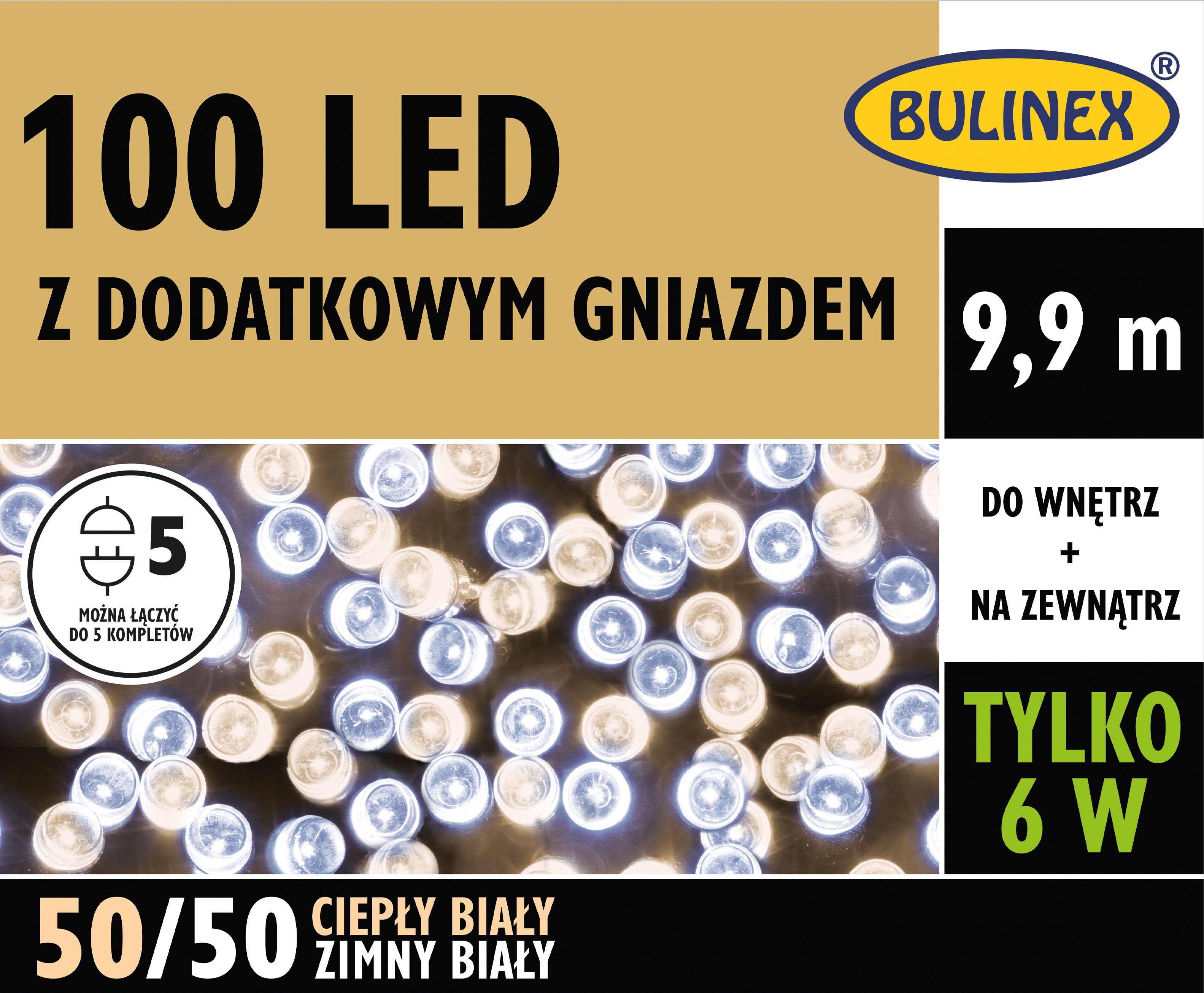 Lampki choinkowe 100 LED ciepły/zimny biały Bulinex