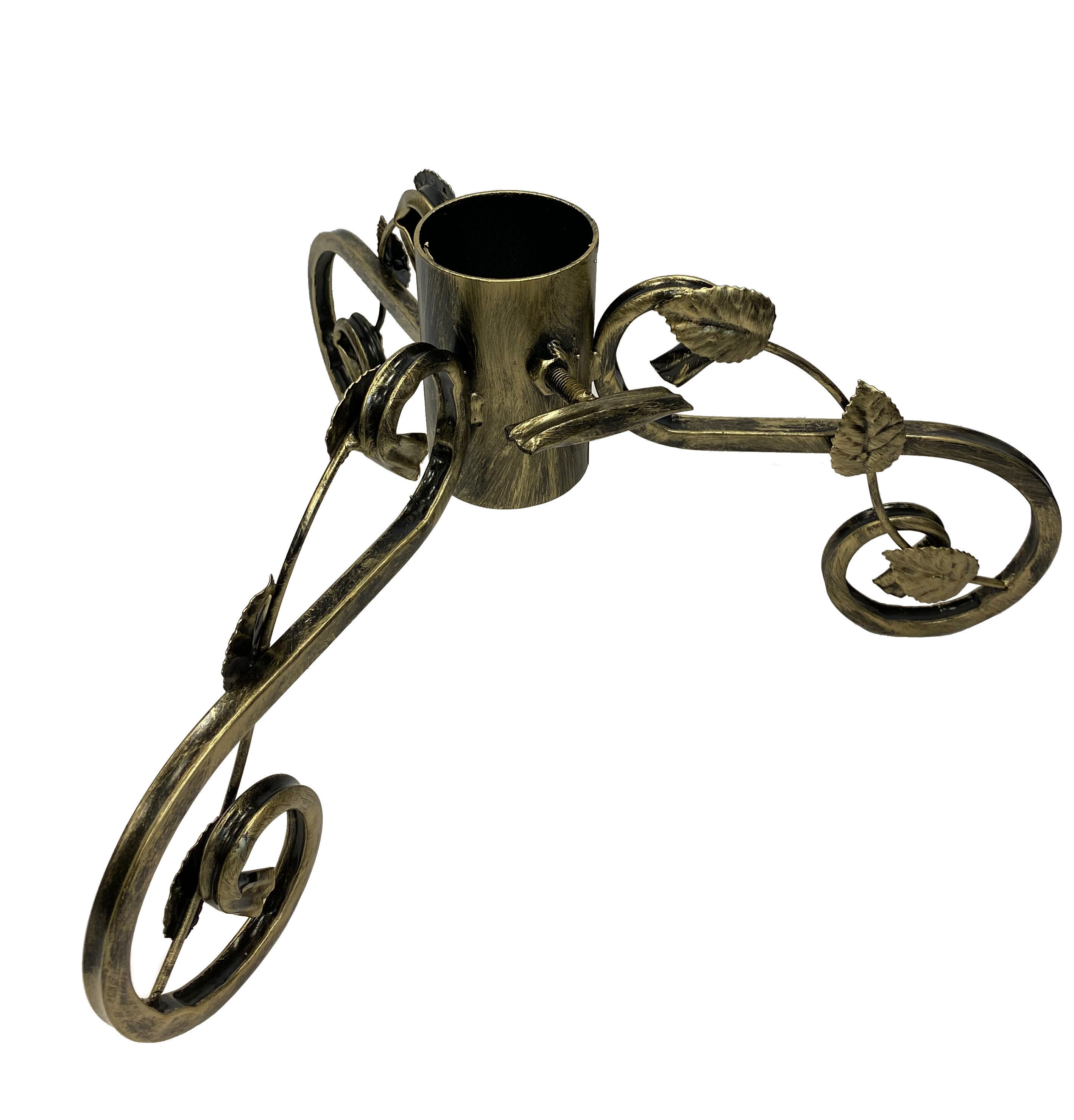 Stojak choinkowy metalowy z listkami 45 x 55 x 8 cm złoty
