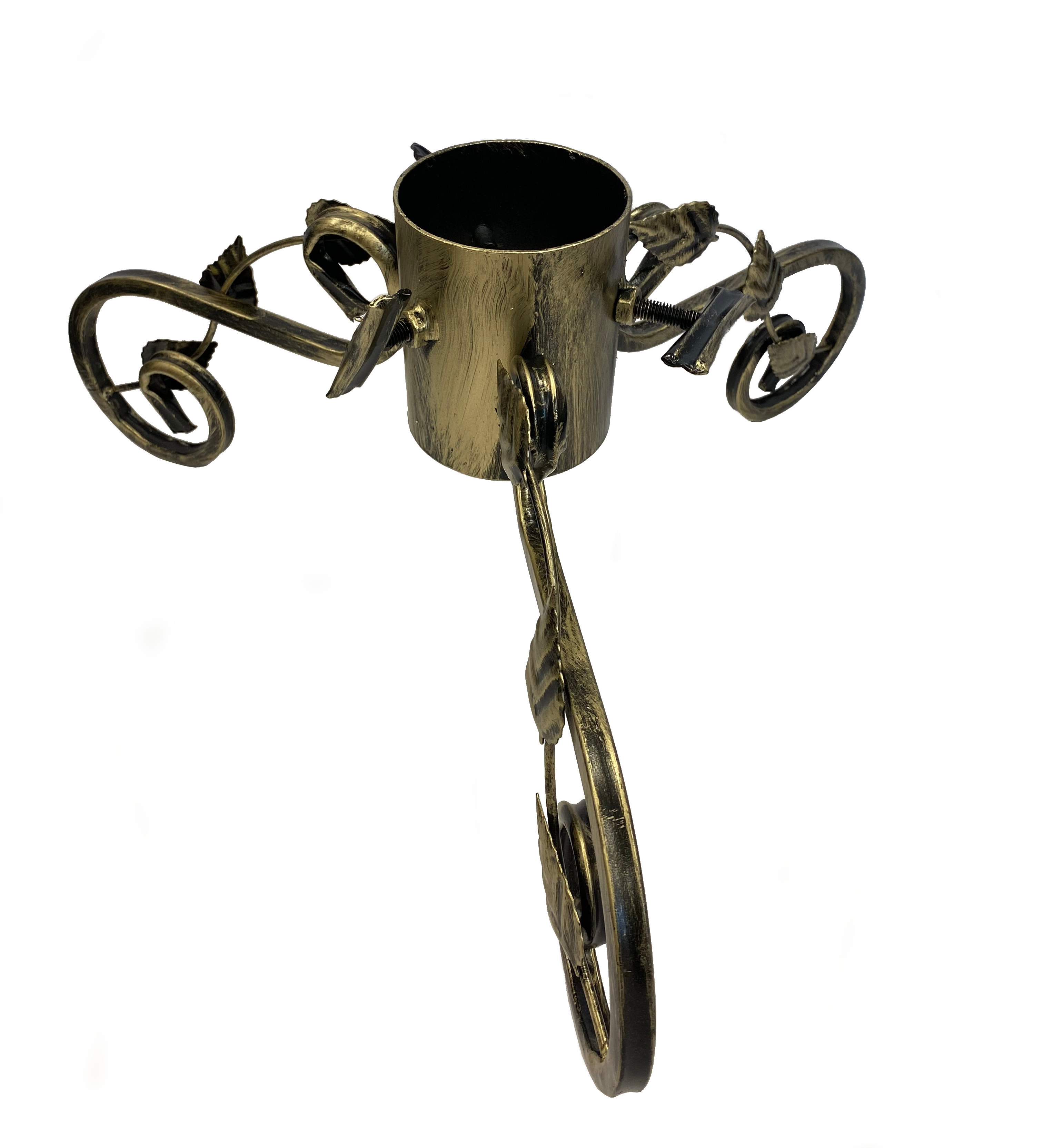 Stojak choinkowy metalowy z listkami 55 x 65 x 10 cm złoty